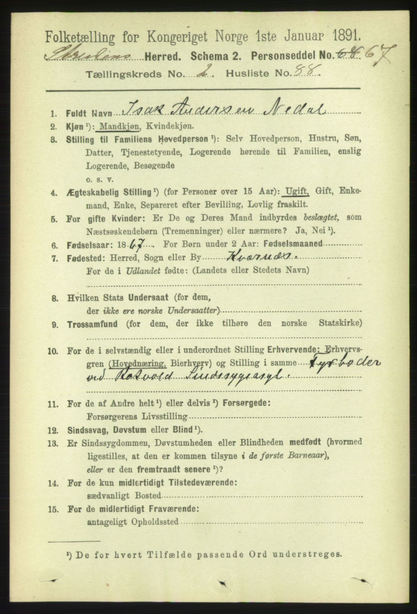 RA, 1891 census for 1660 Strinda, 1891, p. 1590