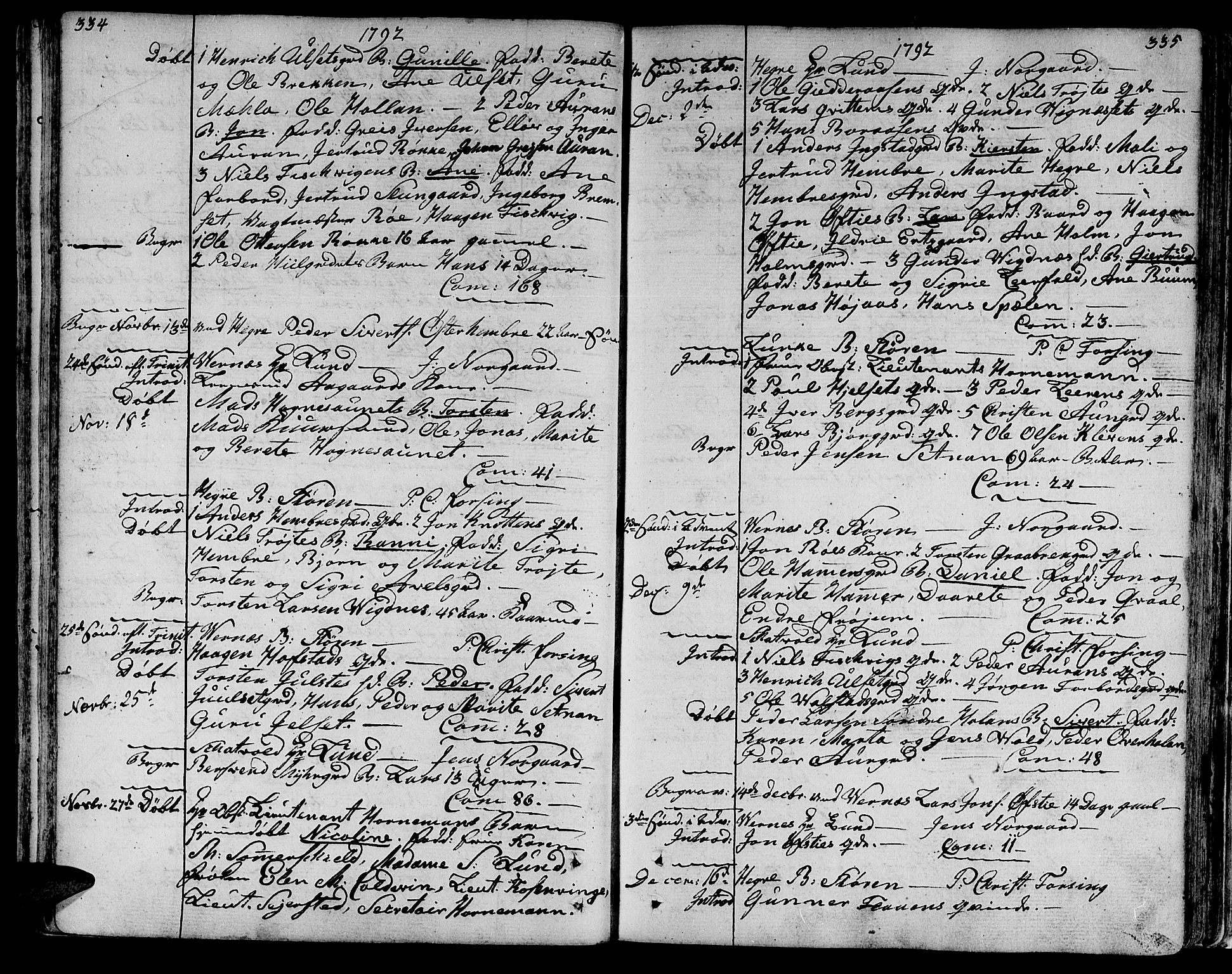 Ministerialprotokoller, klokkerbøker og fødselsregistre - Nord-Trøndelag, AV/SAT-A-1458/709/L0059: Parish register (official) no. 709A06, 1781-1797, p. 334-335