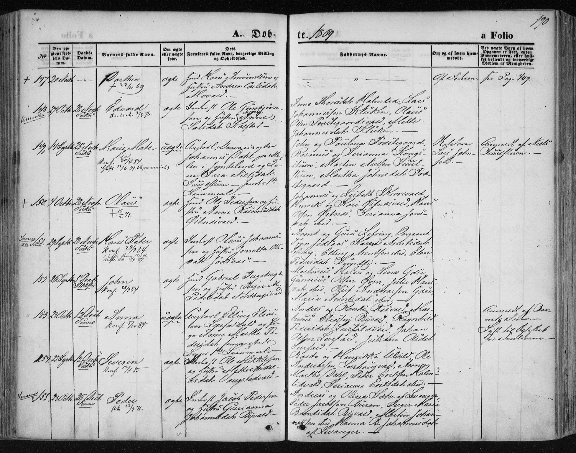 Ministerialprotokoller, klokkerbøker og fødselsregistre - Nord-Trøndelag, AV/SAT-A-1458/723/L0241: Parish register (official) no. 723A10, 1860-1869, p. 190