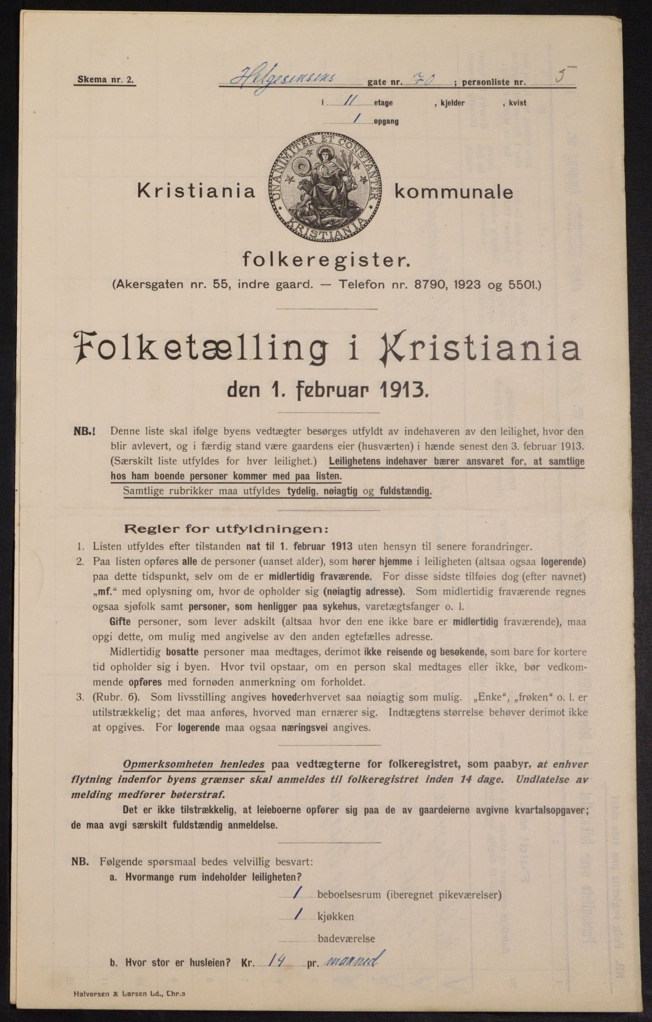 OBA, Municipal Census 1913 for Kristiania, 1913, p. 38296