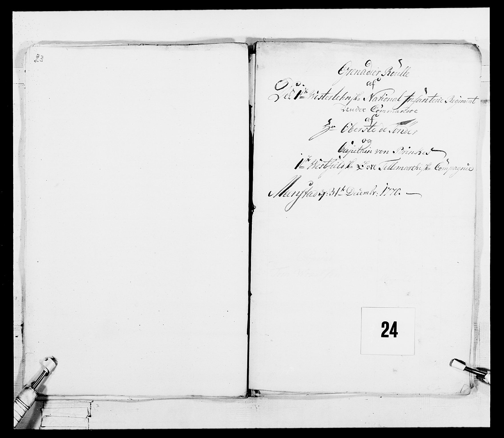 Generalitets- og kommissariatskollegiet, Det kongelige norske kommissariatskollegium, AV/RA-EA-5420/E/Eh/L0101: 1. Vesterlenske nasjonale infanteriregiment, 1766-1777, p. 131