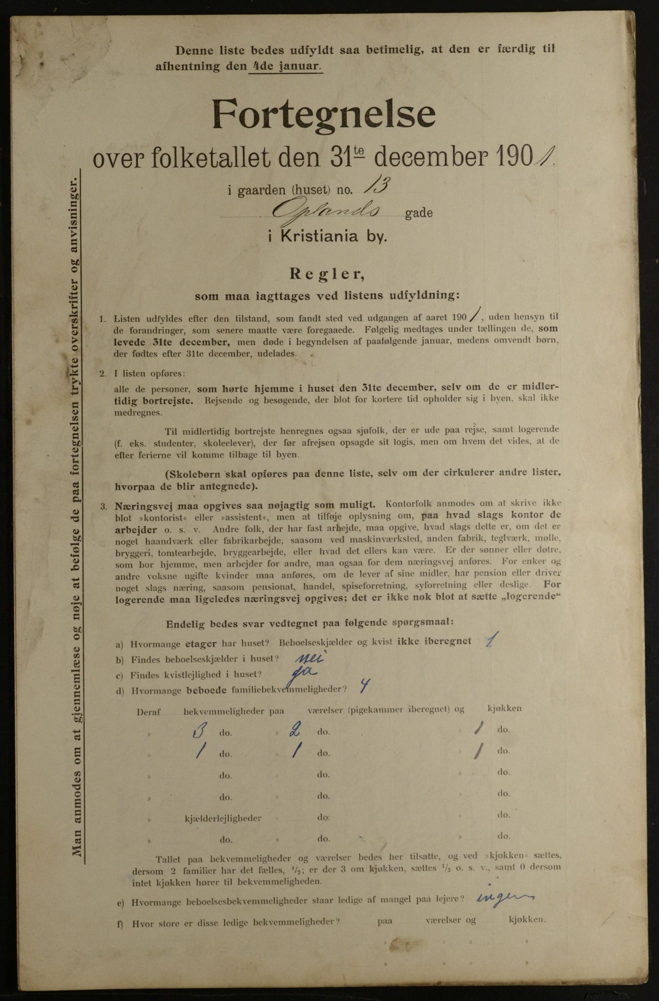 OBA, Municipal Census 1901 for Kristiania, 1901, p. 11606