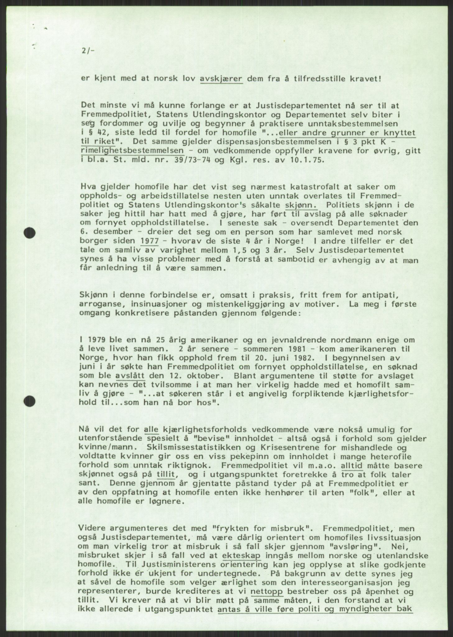 Det Norske Forbundet av 1948/Landsforeningen for Lesbisk og Homofil Frigjøring, AV/RA-PA-1216/D/Dd/L0001: Diskriminering, 1973-1991, p. 551