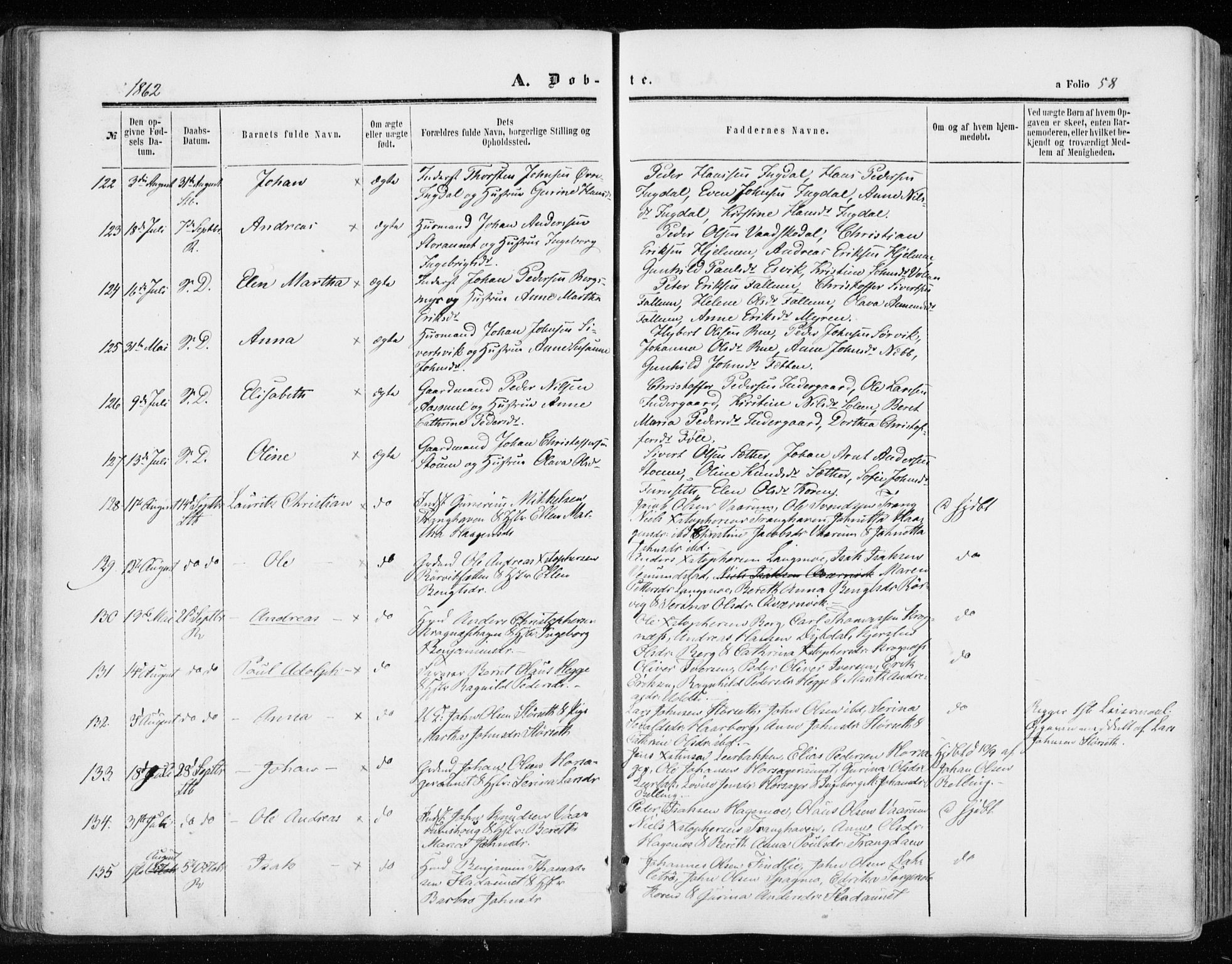 Ministerialprotokoller, klokkerbøker og fødselsregistre - Sør-Trøndelag, AV/SAT-A-1456/646/L0612: Parish register (official) no. 646A10, 1858-1869, p. 58