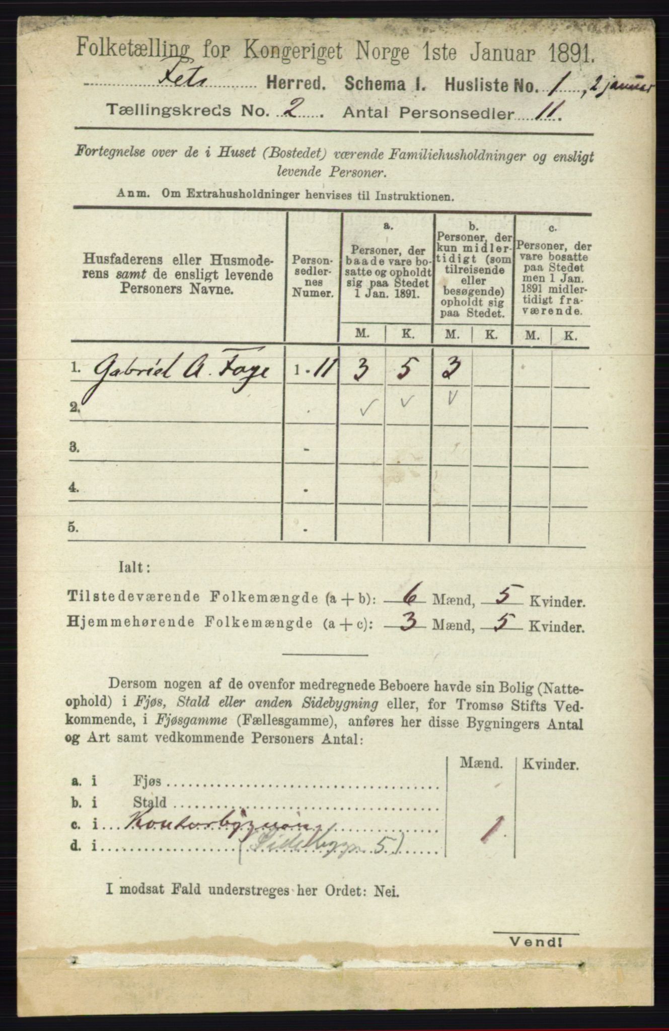 RA, 1891 census for 0227 Fet, 1891, p. 349