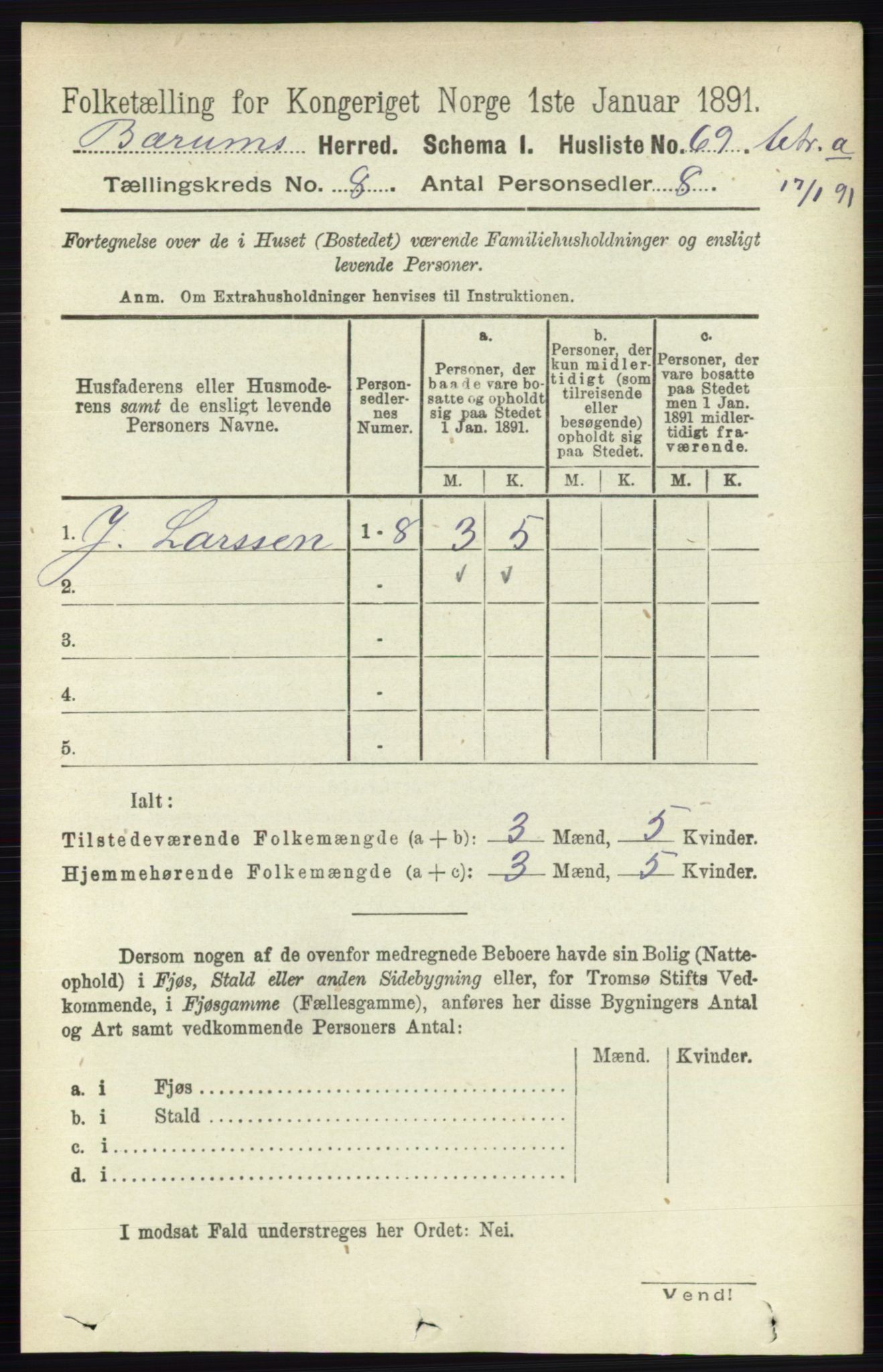 RA, 1891 census for 0219 Bærum, 1891, p. 4517