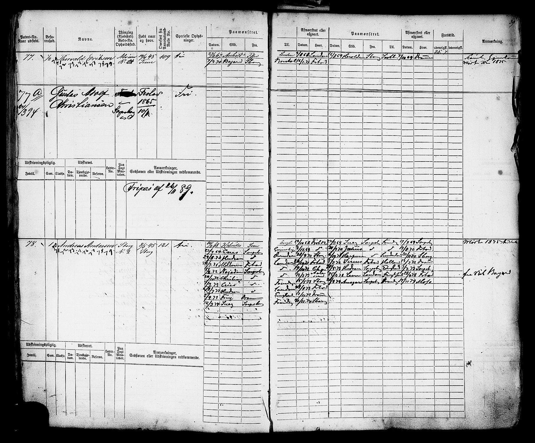 Sarpsborg mønstringskontor, AV/SAO-A-10569c/F/Fc/Fcb/L0004: Hovedrulle, 1868-1881, p. 42