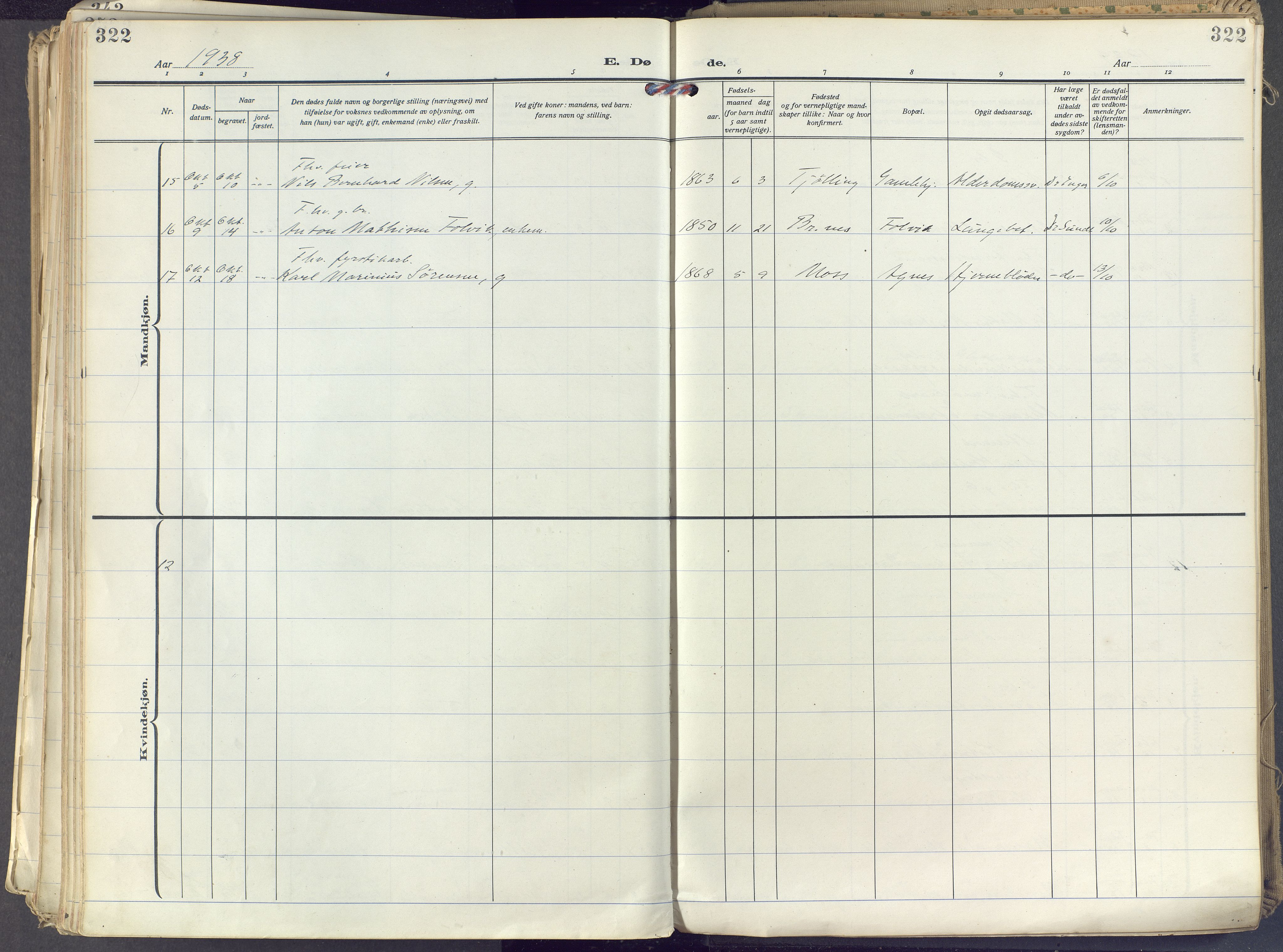 Brunlanes kirkebøker, AV/SAKO-A-342/F/Fc/L0004: Parish register (official) no. III 4, 1923-1943, p. 322