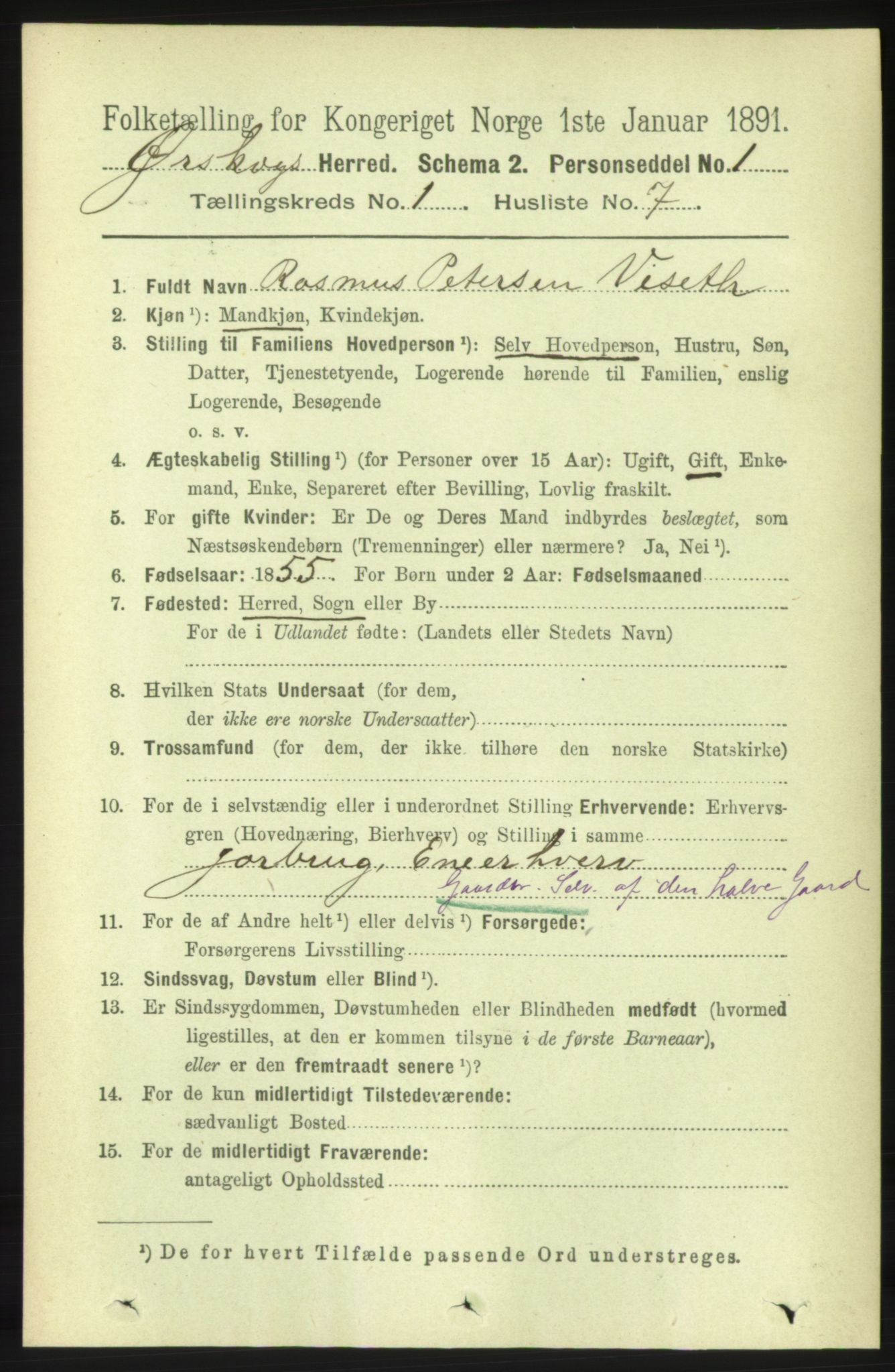 RA, 1891 census for 1527 Ørskog, 1891, p. 122