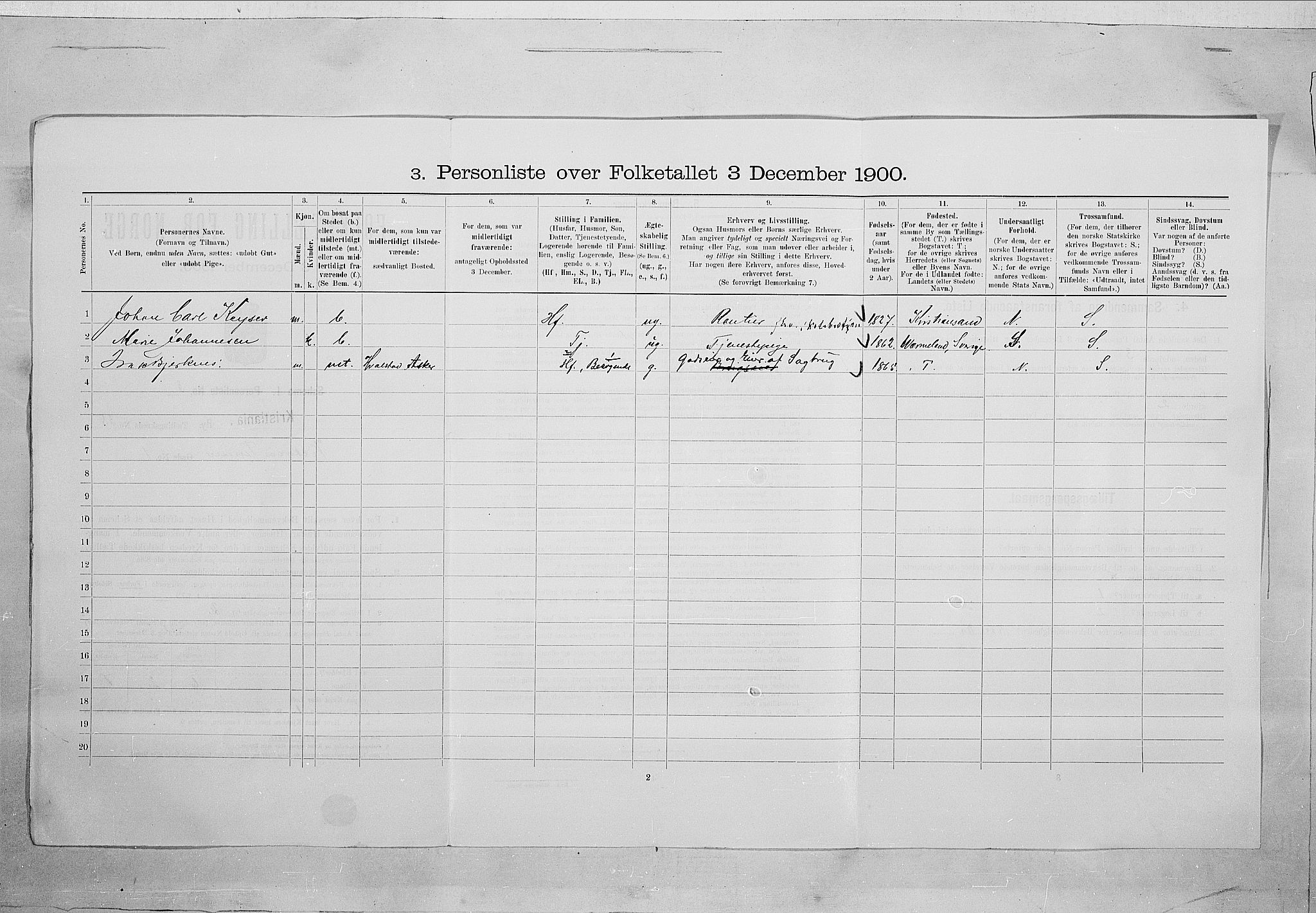 SAO, 1900 census for Kristiania, 1900, p. 112716