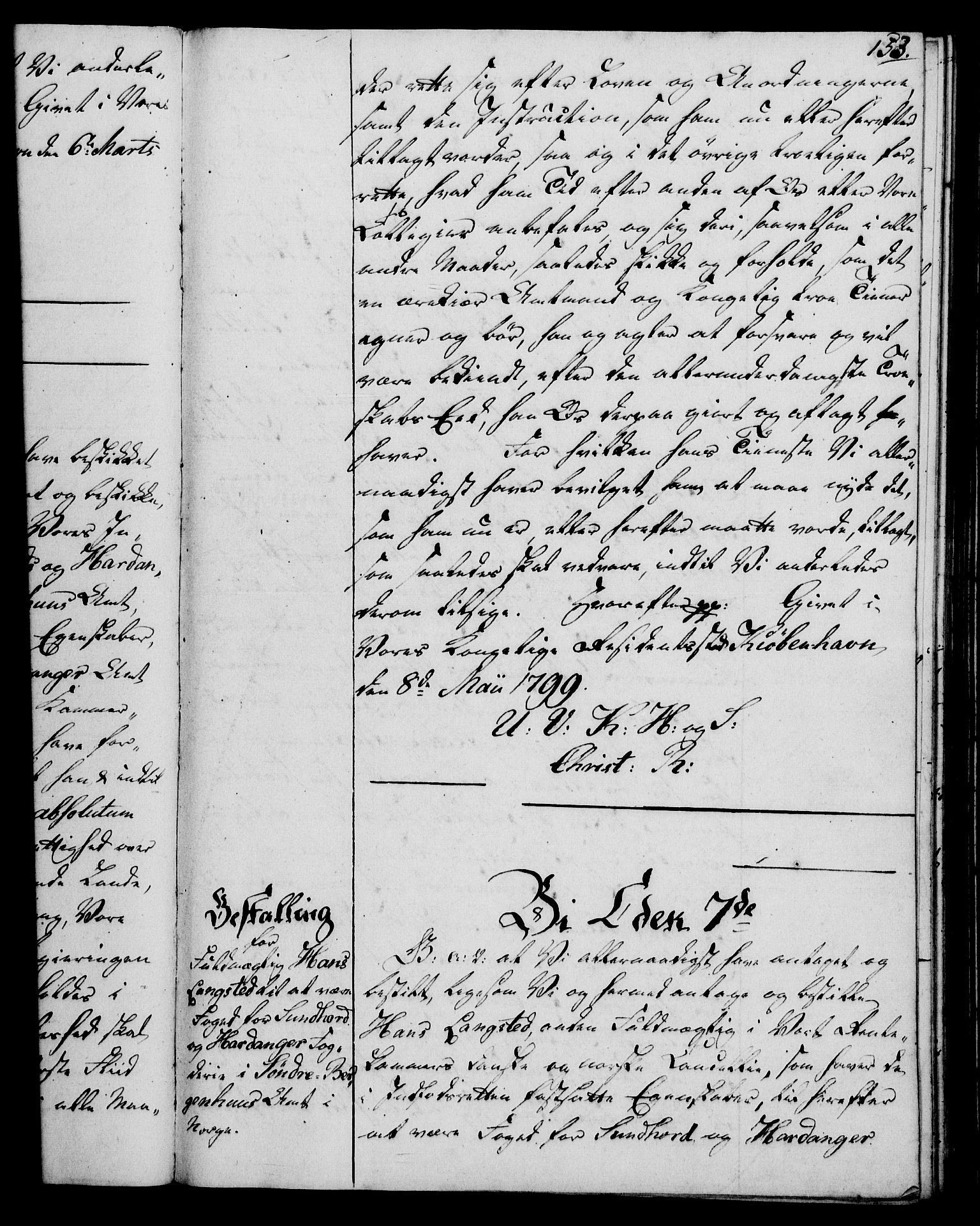 Rentekammeret, Kammerkanselliet, RA/EA-3111/G/Gg/Gge/L0006: Norsk bestallingsprotokoll med register (merket RK 53.30), 1773-1814, p. 153