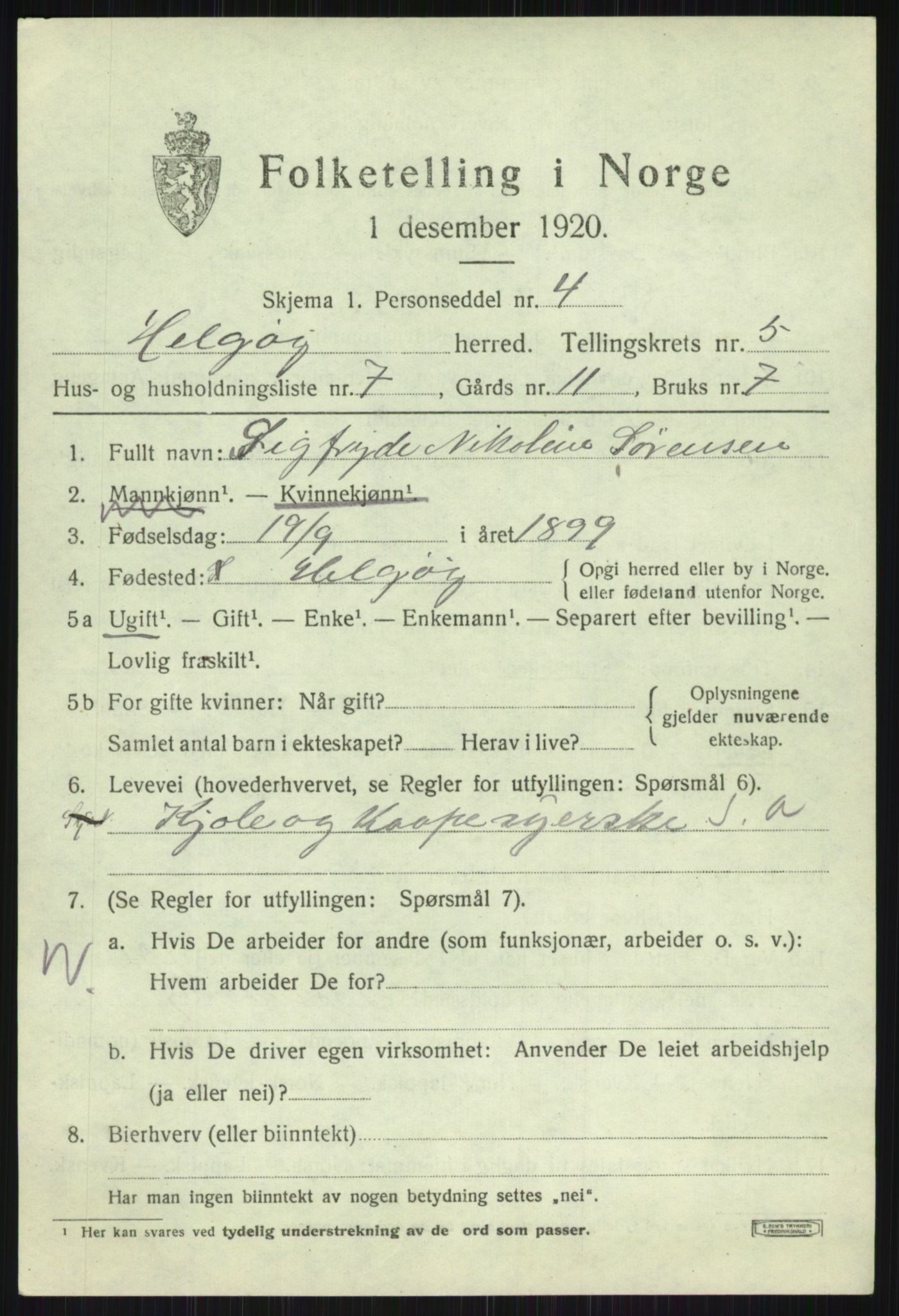 SATØ, 1920 census for Helgøy, 1920, p. 2017