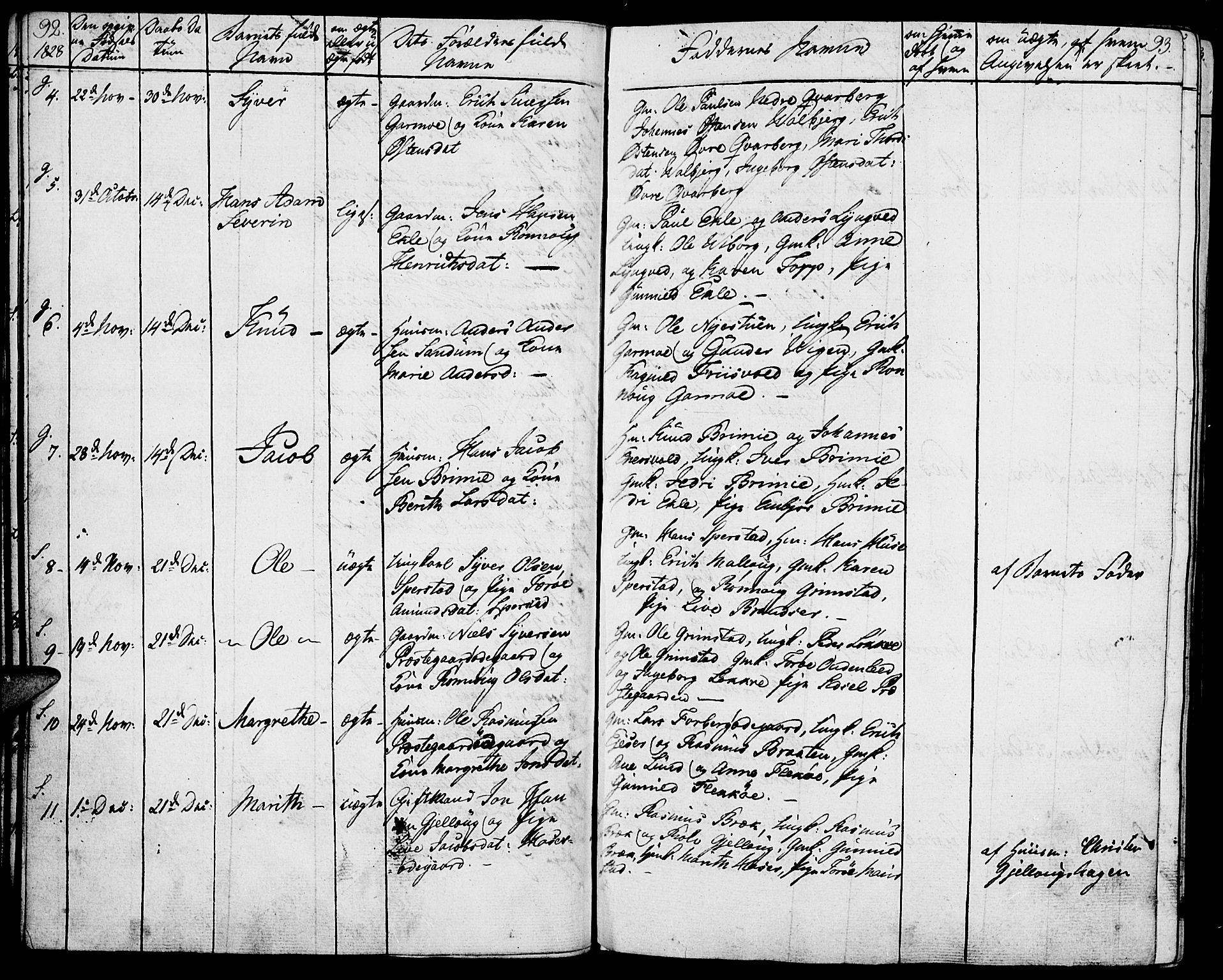 Lom prestekontor, SAH/PREST-070/K/L0005: Parish register (official) no. 5, 1825-1837, p. 92-93