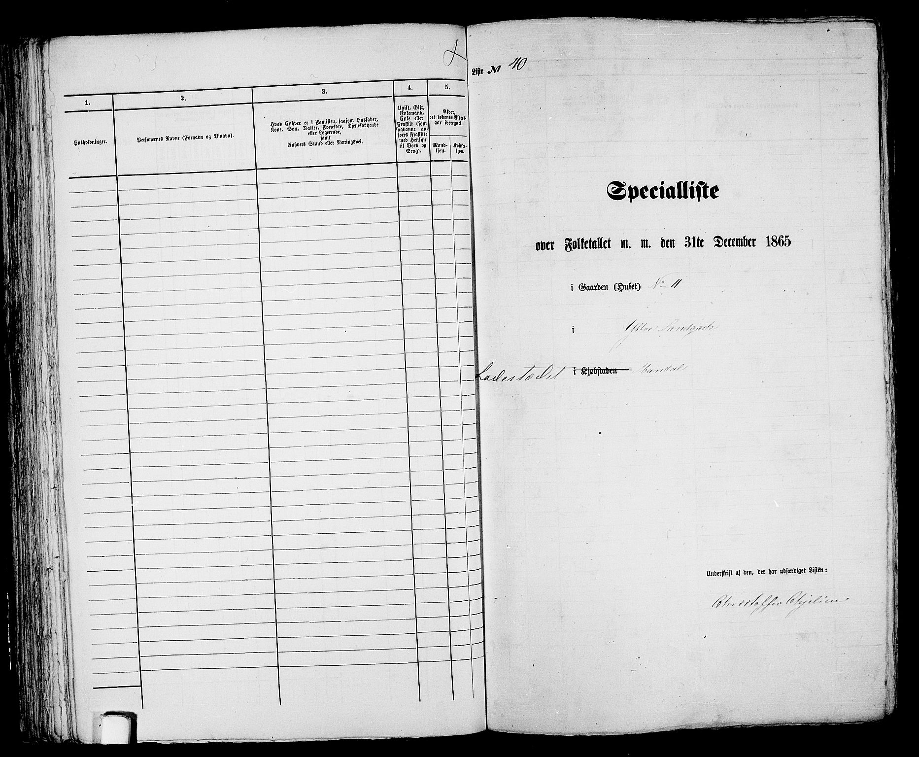 RA, 1865 census for Mandal/Mandal, 1865, p. 86