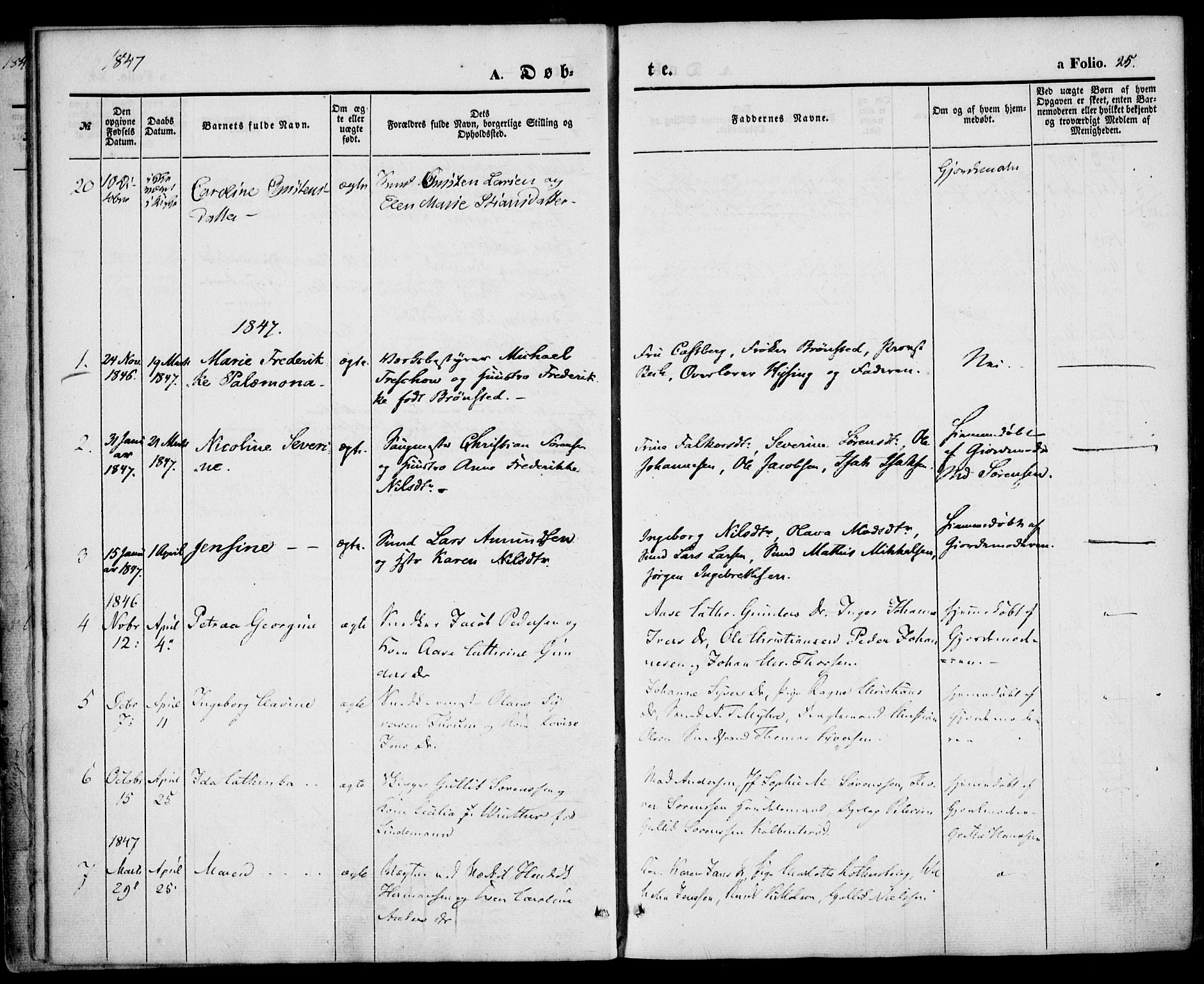 Larvik kirkebøker, SAKO/A-352/F/Fb/L0003: Parish register (official) no. II 3, 1842-1856, p. 25