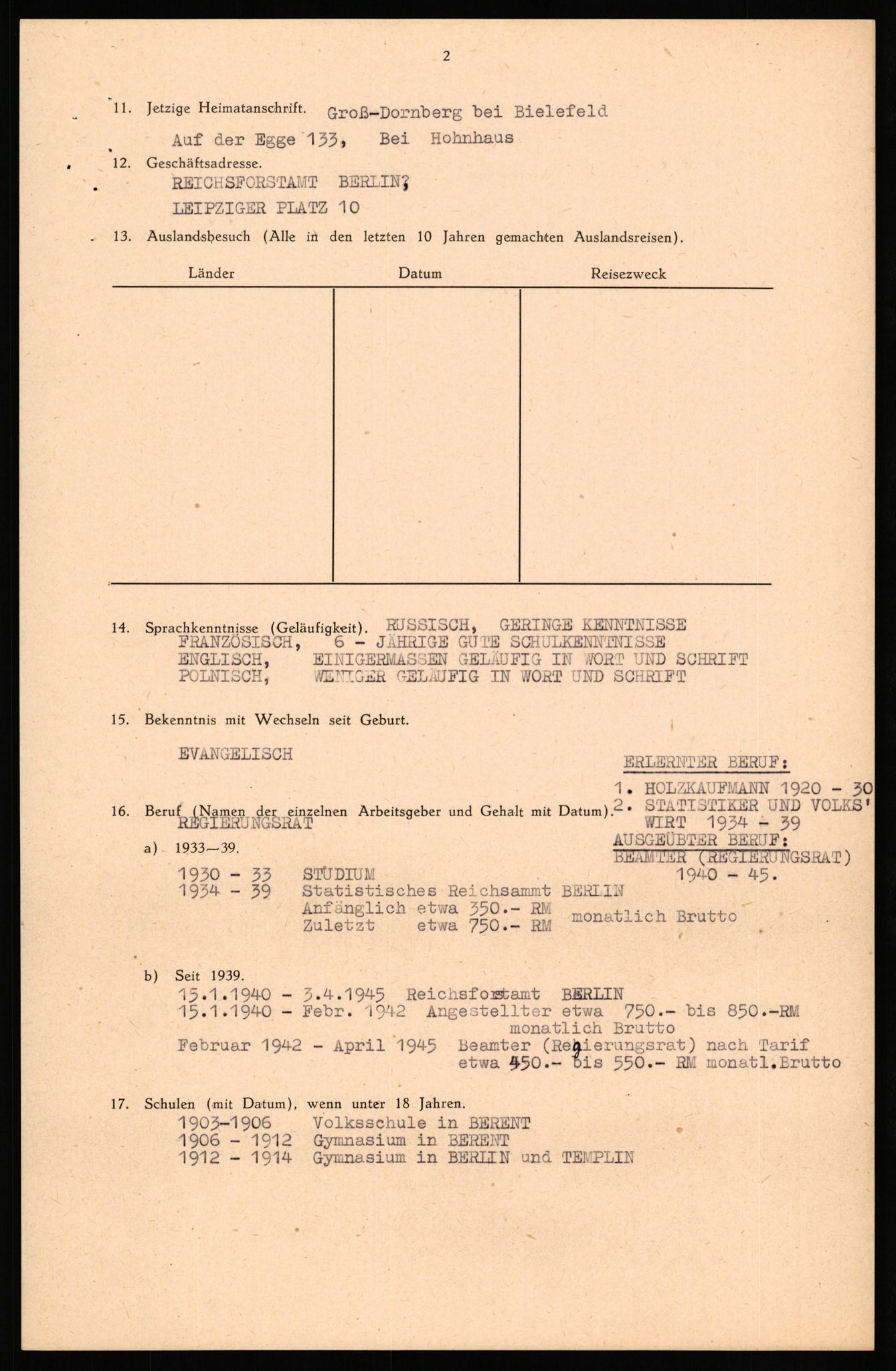 Forsvaret, Forsvarets overkommando II, AV/RA-RAFA-3915/D/Db/L0034: CI Questionaires. Tyske okkupasjonsstyrker i Norge. Tyskere., 1945-1946, p. 132