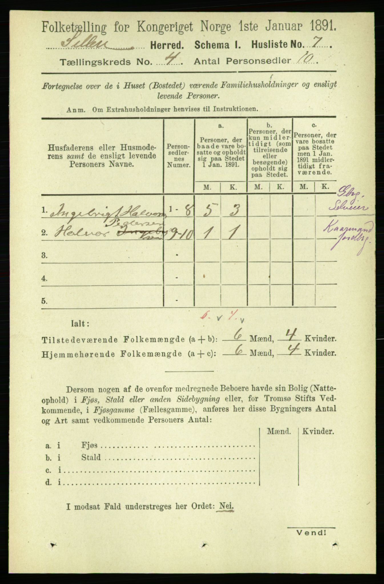 RA, 1891 census for 1664 Selbu, 1891, p. 967