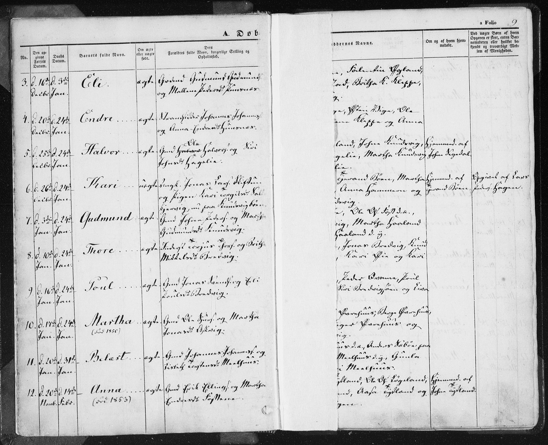 Hjelmeland sokneprestkontor, AV/SAST-A-101843/01/IV/L0009: Parish register (official) no. A 9, 1846-1860, p. 9