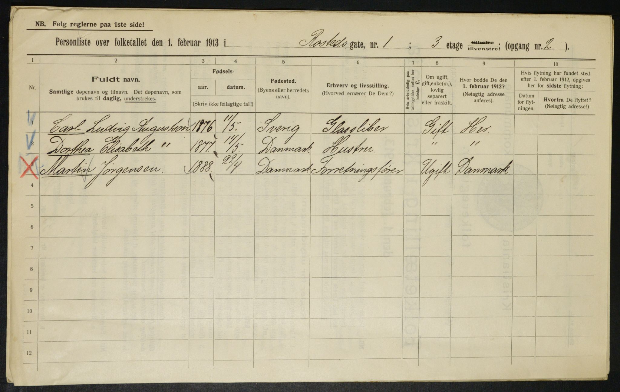 OBA, Municipal Census 1913 for Kristiania, 1913, p. 84039