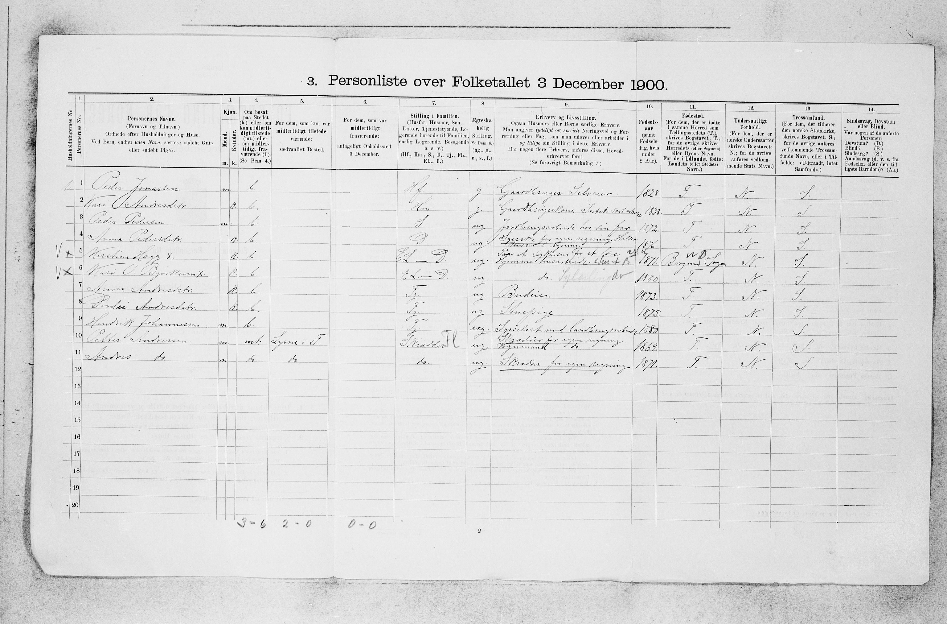 SAB, 1900 census for Lærdal, 1900, p. 33