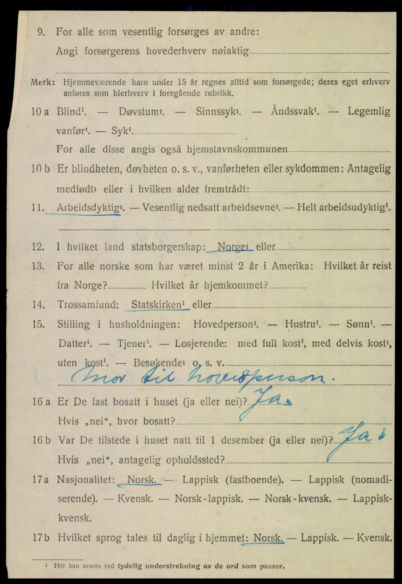 SAT, 1920 census for Meløy, 1920, p. 5164