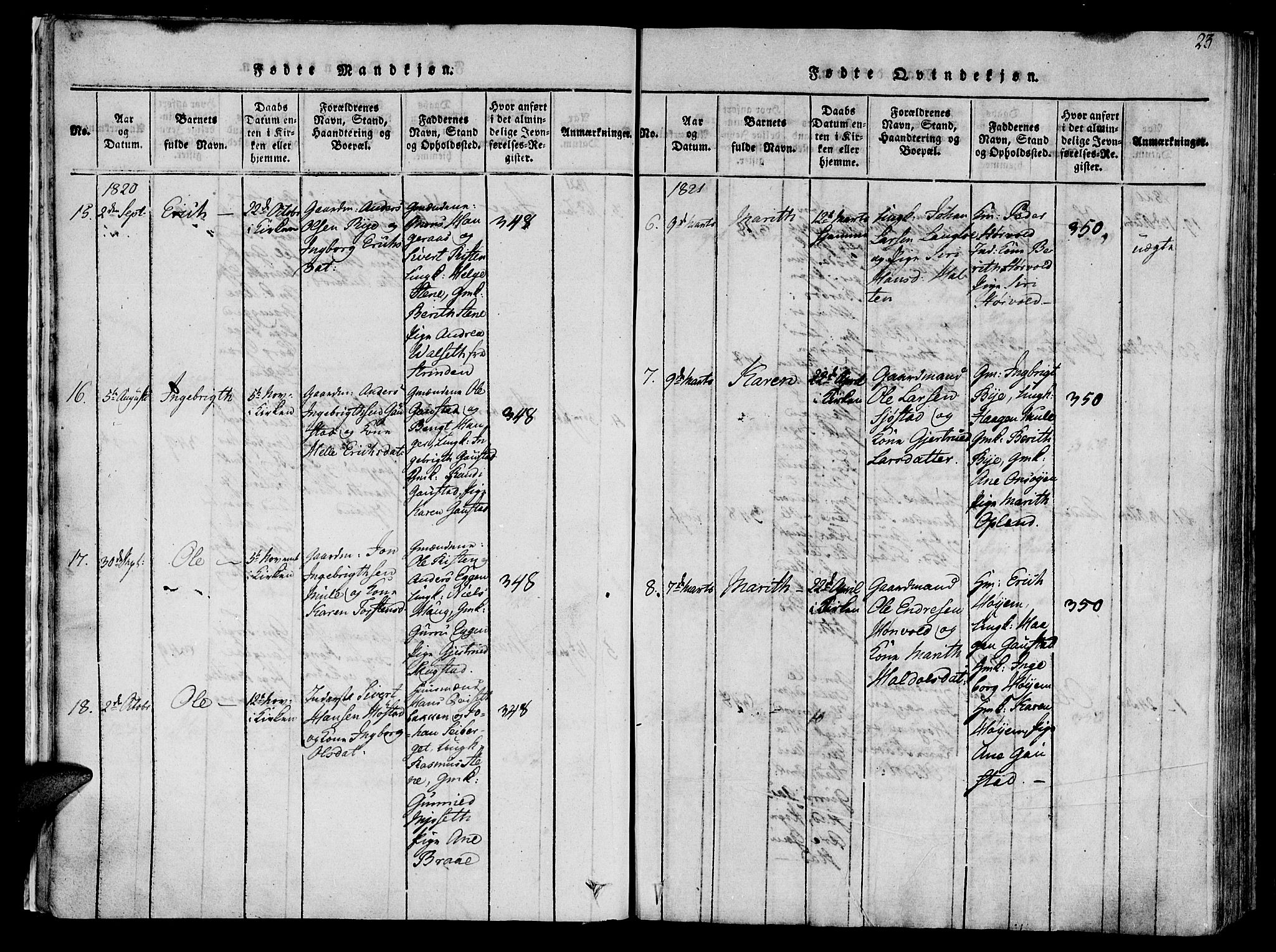 Ministerialprotokoller, klokkerbøker og fødselsregistre - Sør-Trøndelag, SAT/A-1456/612/L0372: Parish register (official) no. 612A06 /1, 1816-1828, p. 23