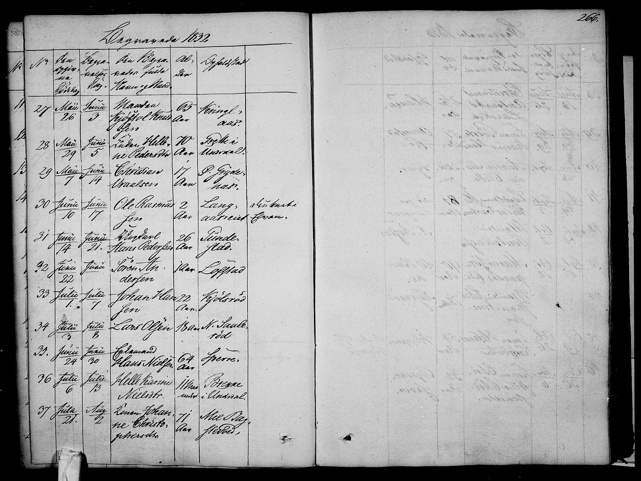 Våle kirkebøker, AV/SAKO-A-334/F/Fa/L0008: Parish register (official) no. I 8, 1824-1844, p. 266