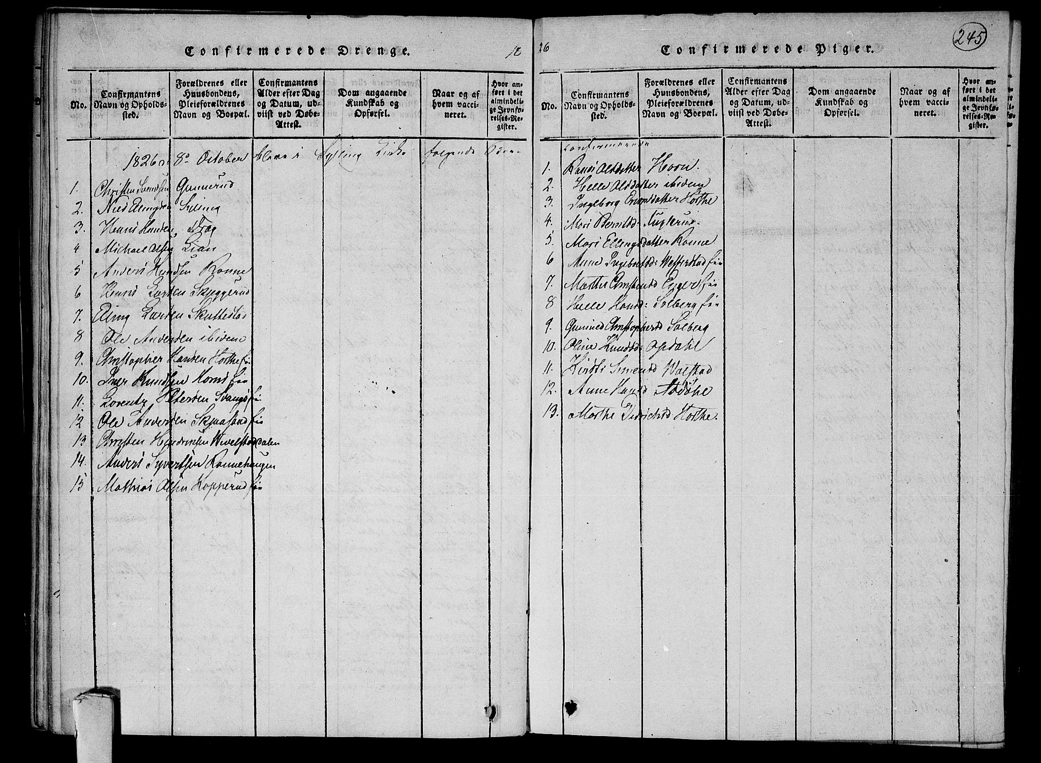 Lier kirkebøker, AV/SAKO-A-230/F/Fa/L0009: Parish register (official) no. I 9, 1824-1827, p. 245