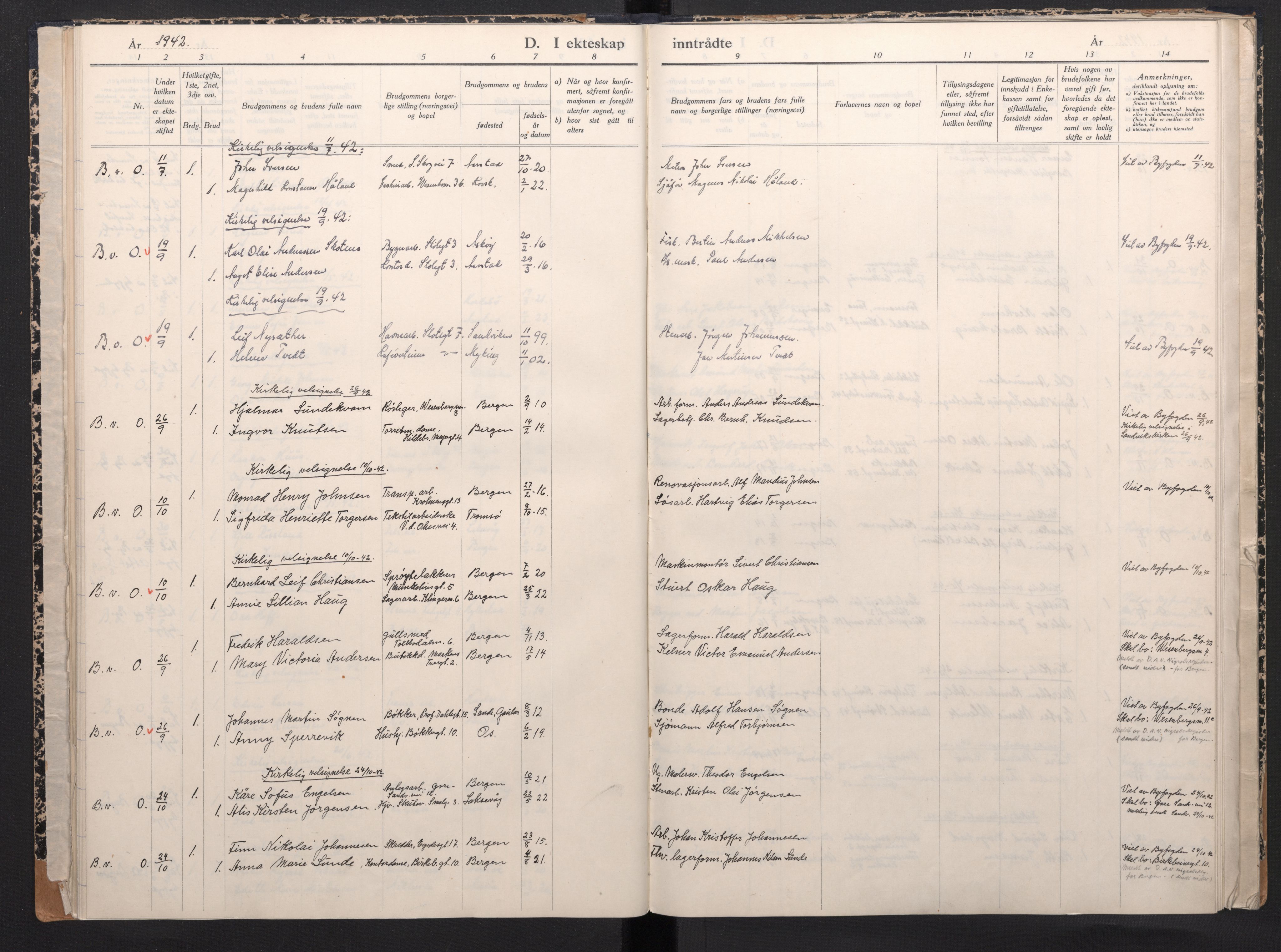 Mariakirken Sokneprestembete, SAB/A-76901/H/Haa/L0009: Parish register (official) no. A 9, 1942-1945