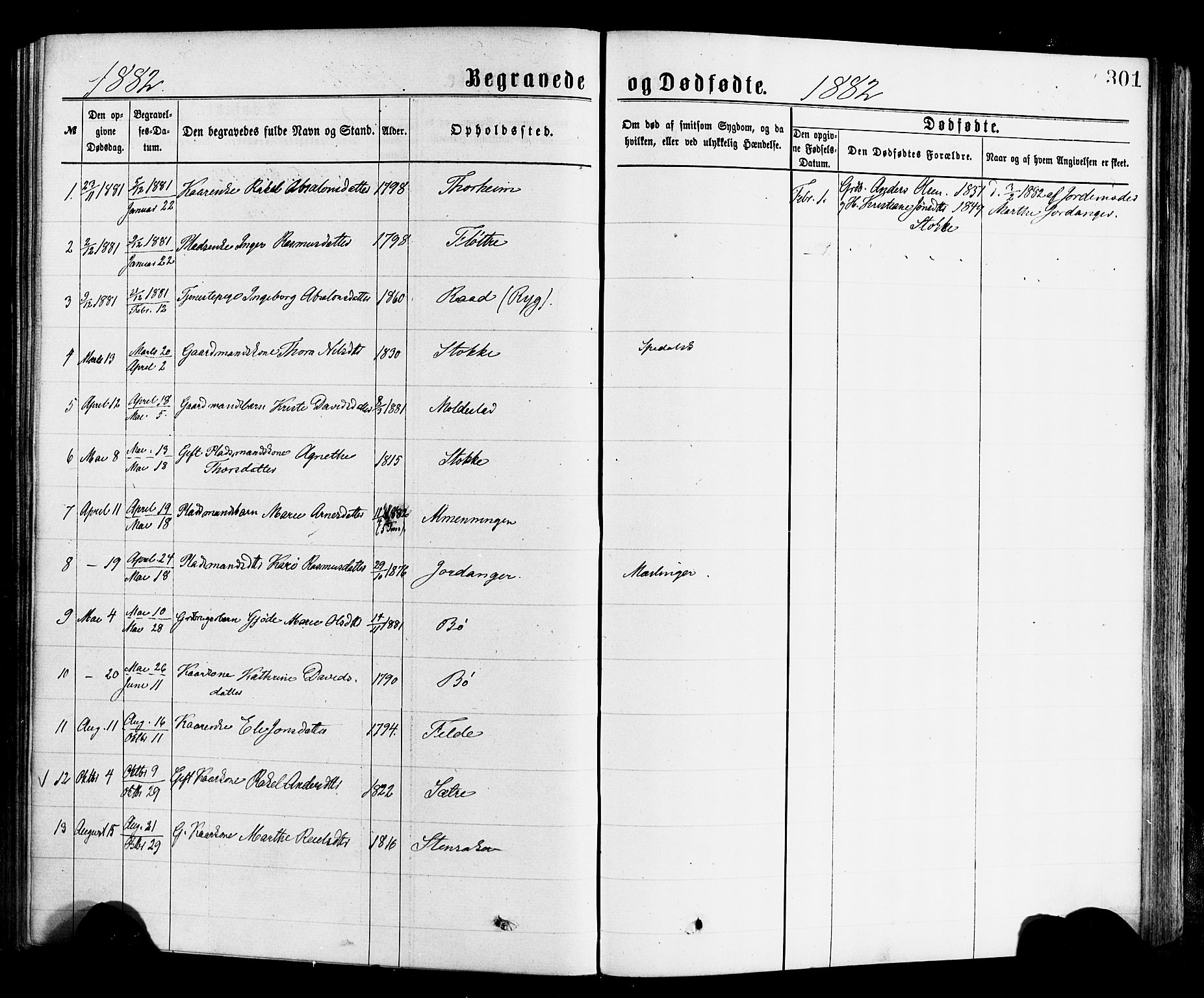 Gloppen sokneprestembete, SAB/A-80101/H/Haa/Haac/L0001: Parish register (official) no. C 1, 1871-1886, p. 301