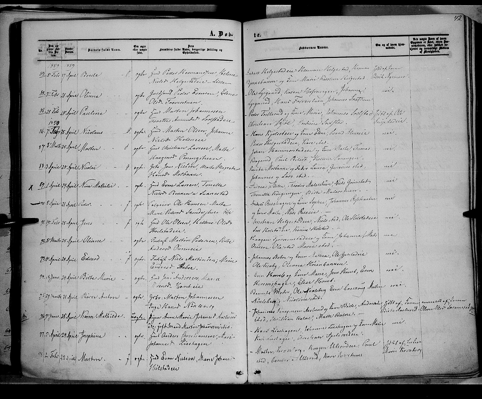 Østre Toten prestekontor, AV/SAH-PREST-104/H/Ha/Haa/L0004: Parish register (official) no. 4, 1857-1865, p. 42