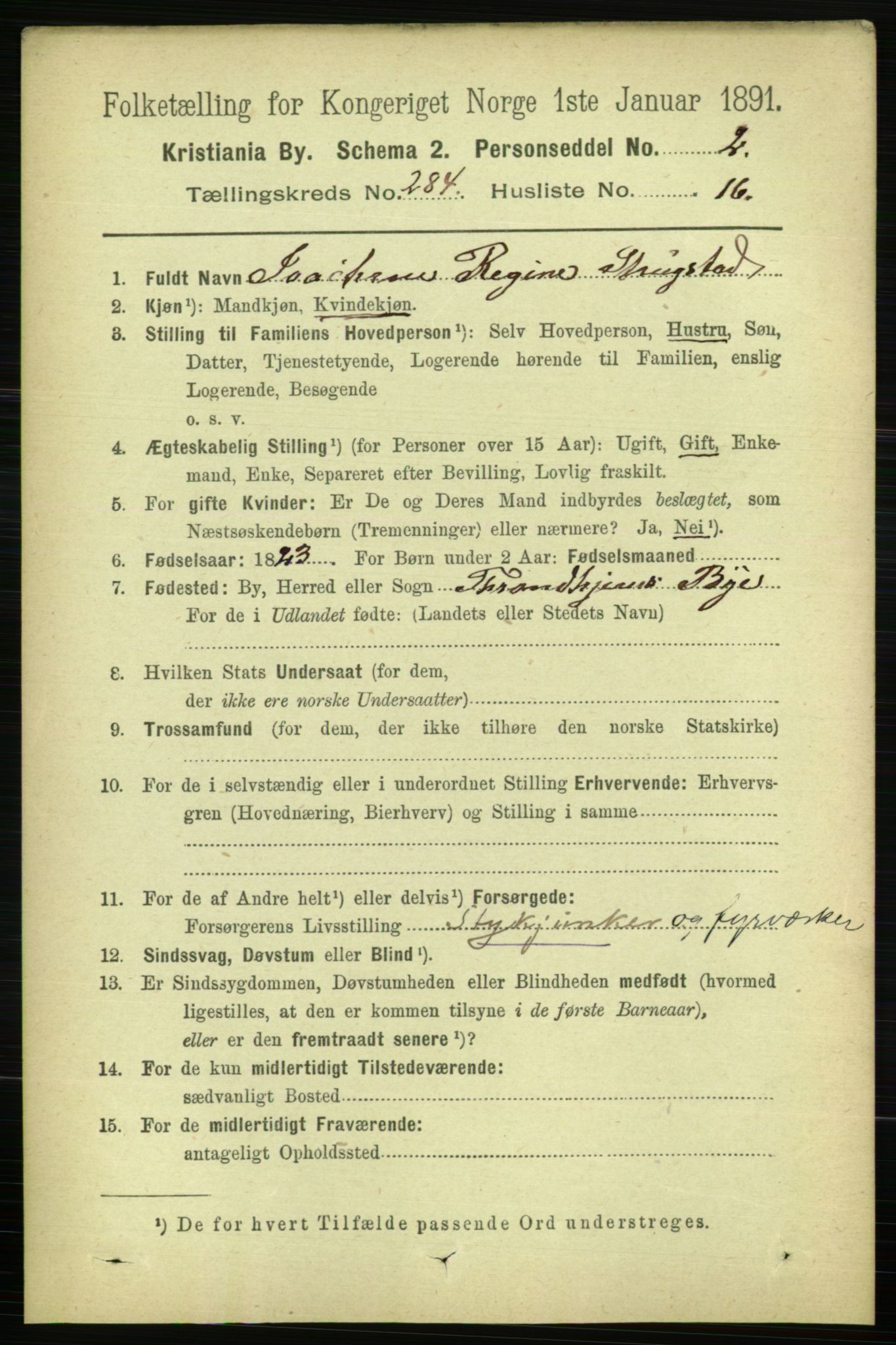 RA, 1891 census for 0301 Kristiania, 1891, p. 173813