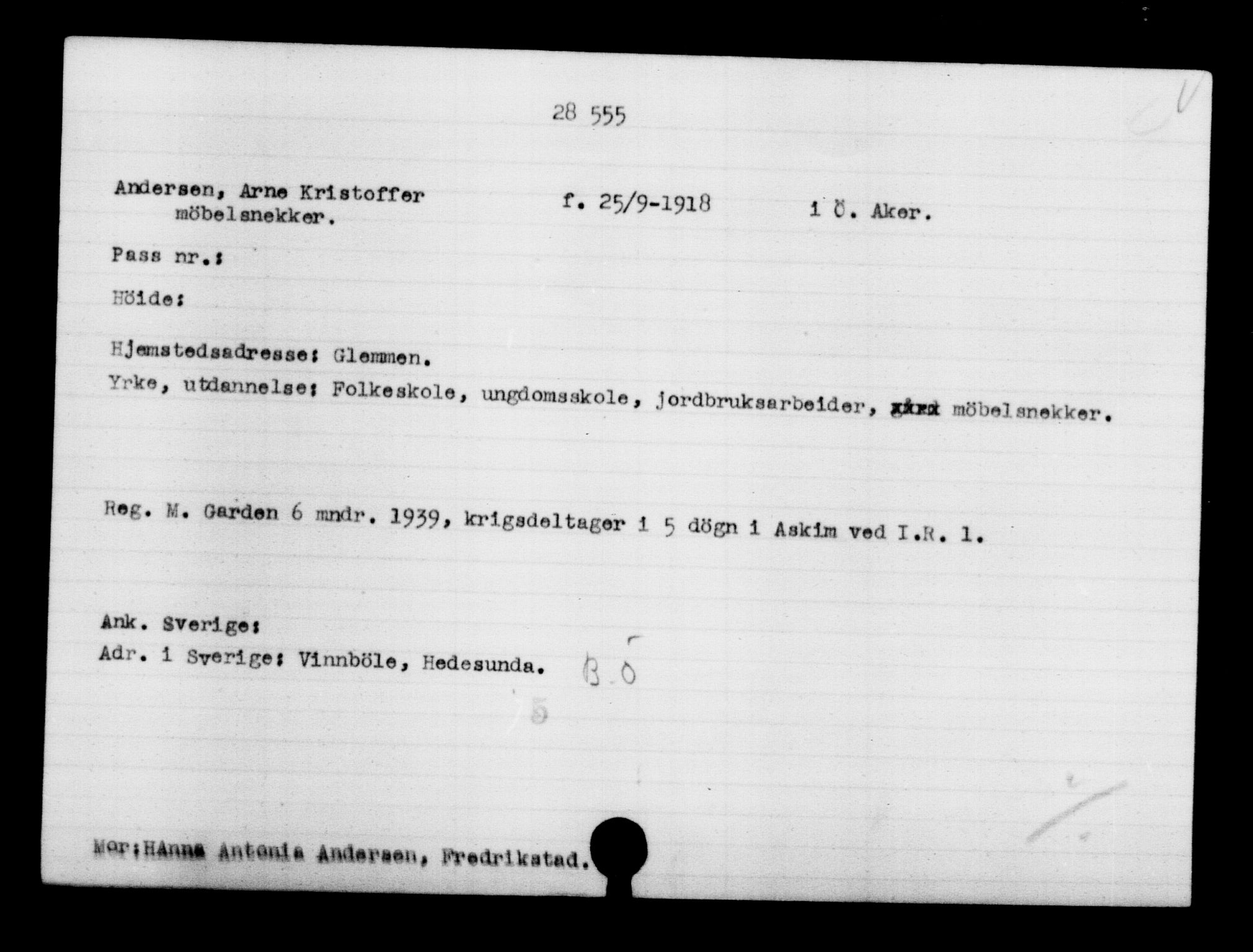 Den Kgl. Norske Legasjons Flyktningskontor, RA/S-6753/V/Va/L0012: Kjesäterkartoteket.  Flyktningenr. 28300-31566, 1940-1945, p. 278