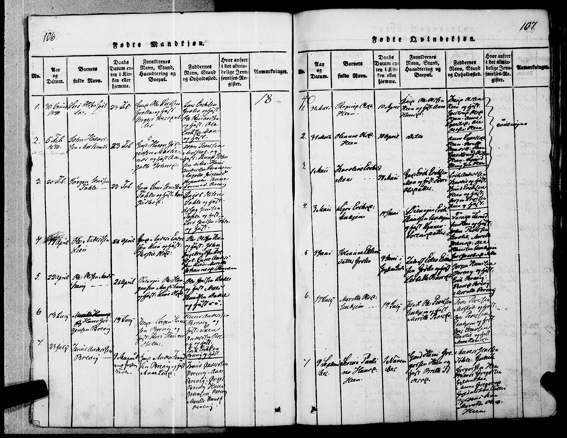 Ministerialprotokoller, klokkerbøker og fødselsregistre - Møre og Romsdal, SAT/A-1454/545/L0585: Parish register (official) no. 545A01, 1818-1853, p. 106-107