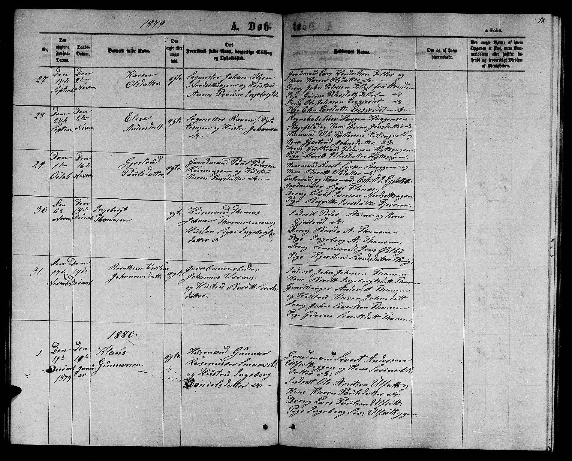 Ministerialprotokoller, klokkerbøker og fødselsregistre - Sør-Trøndelag, SAT/A-1456/618/L0451: Parish register (copy) no. 618C02, 1865-1883, p. 58