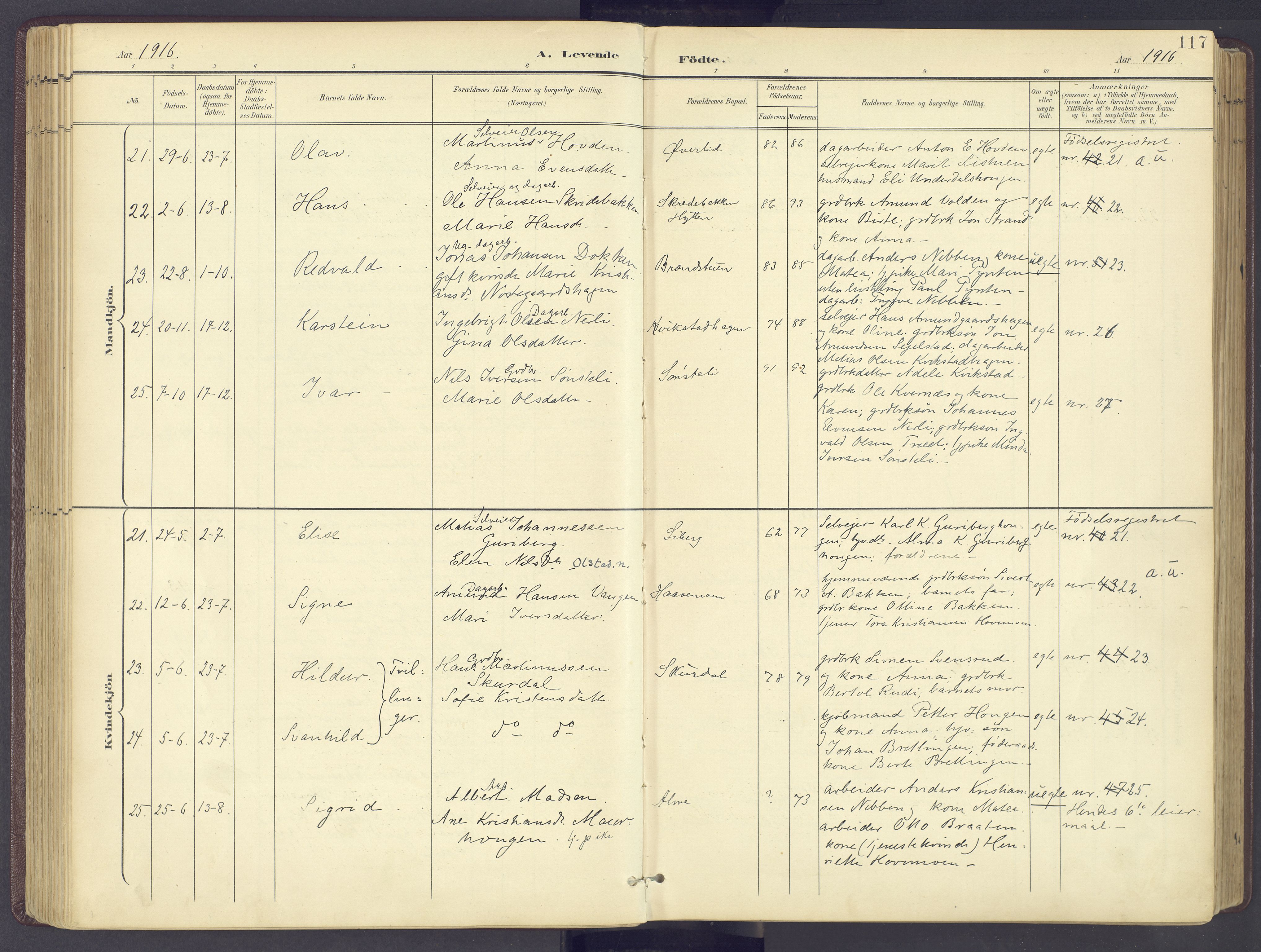 Sør-Fron prestekontor, AV/SAH-PREST-010/H/Ha/Haa/L0004: Parish register (official) no. 4, 1898-1919, p. 117