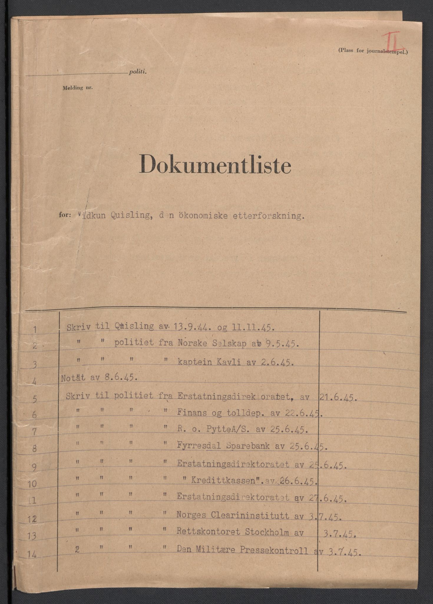 Landssvikarkivet, Oslo politikammer, AV/RA-S-3138-01/D/Da/L0003: Dnr. 29, 1945, p. 2695