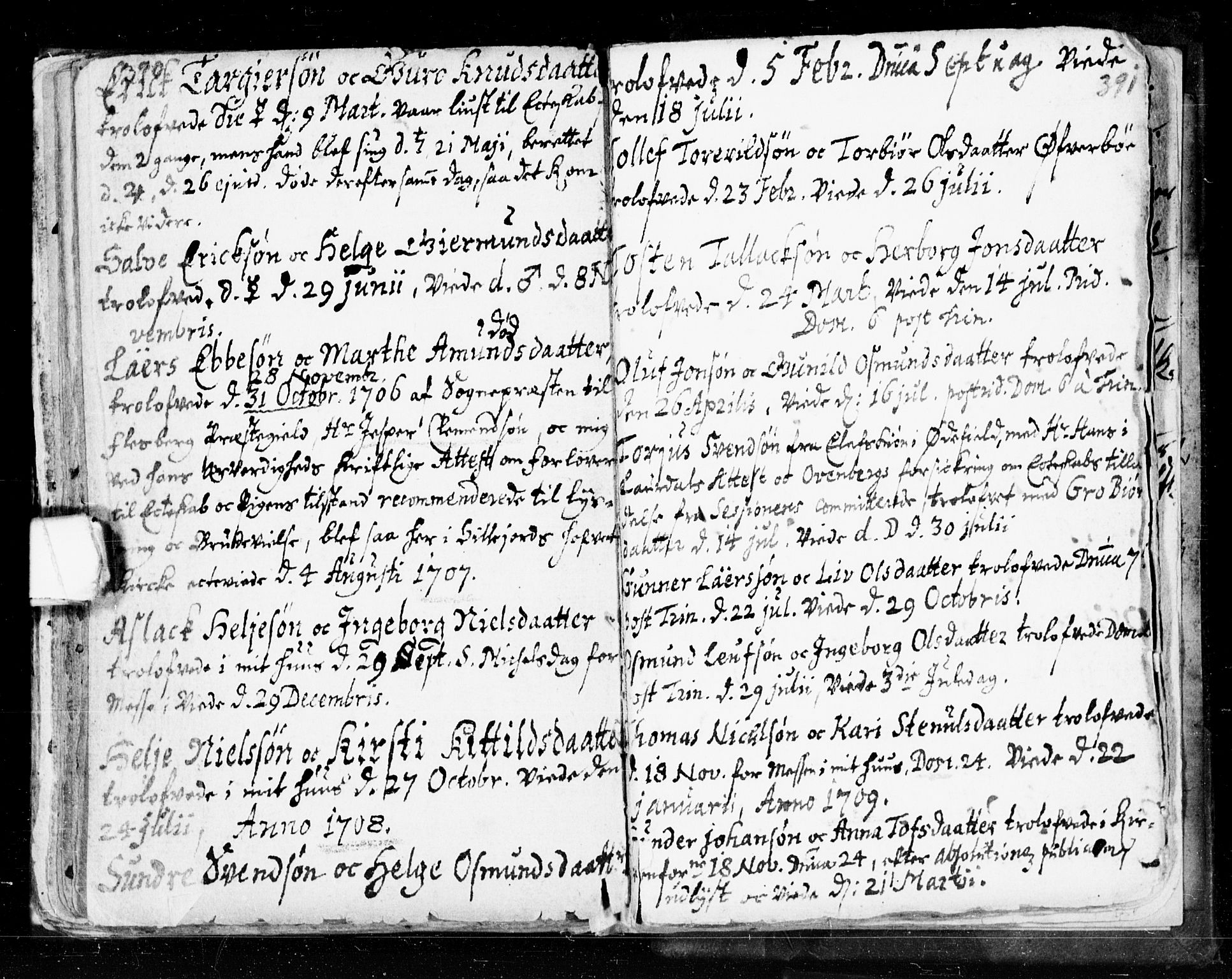 Seljord kirkebøker, SAKO/A-20/F/Fa/L0002: Parish register (official) no. I 2, 1689-1713, p. 390-391