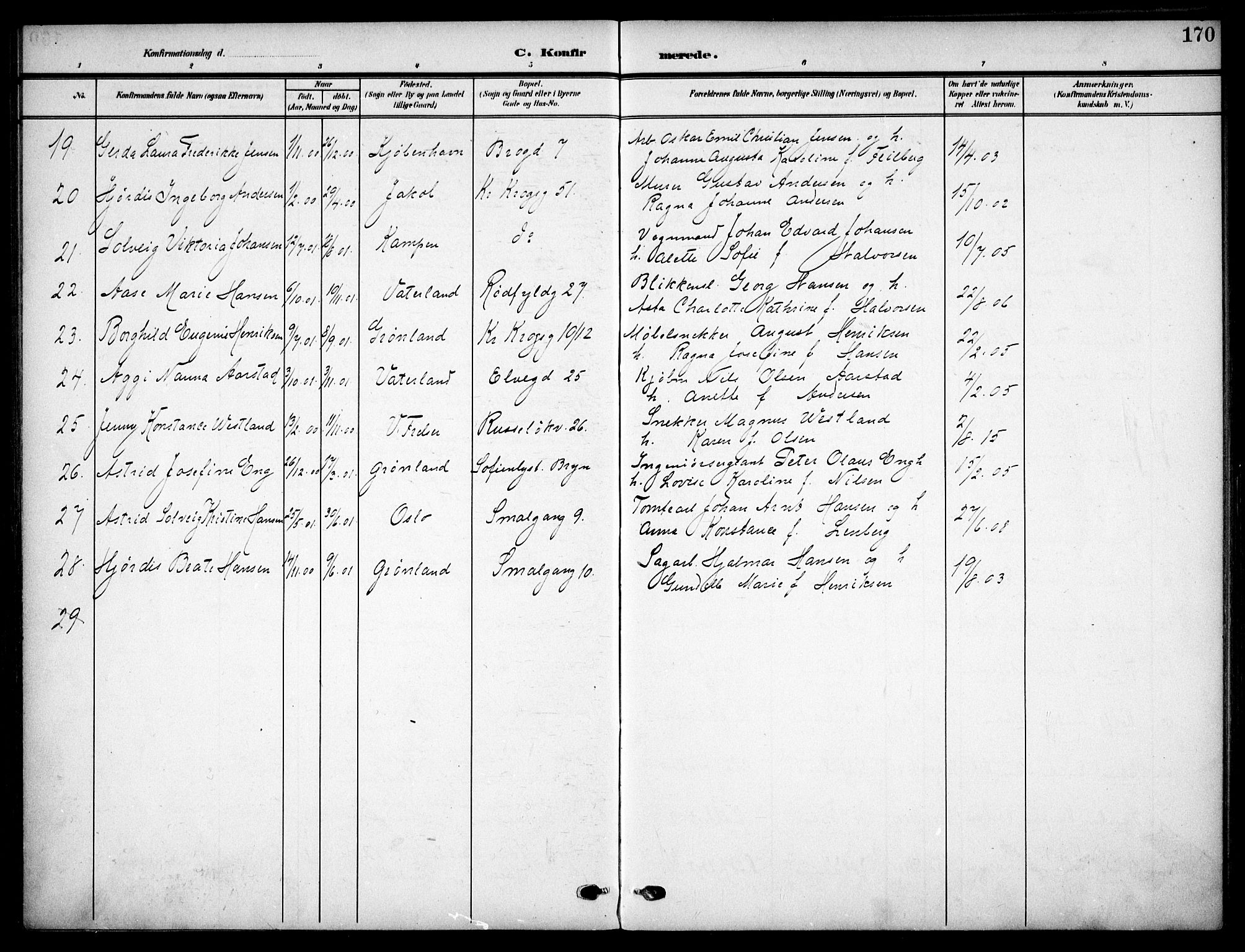 Vaterland prestekontor Kirkebøker, AV/SAO-A-10880/F/Fa/L0001: Parish register (official) no. 1, 1907-1930, p. 170