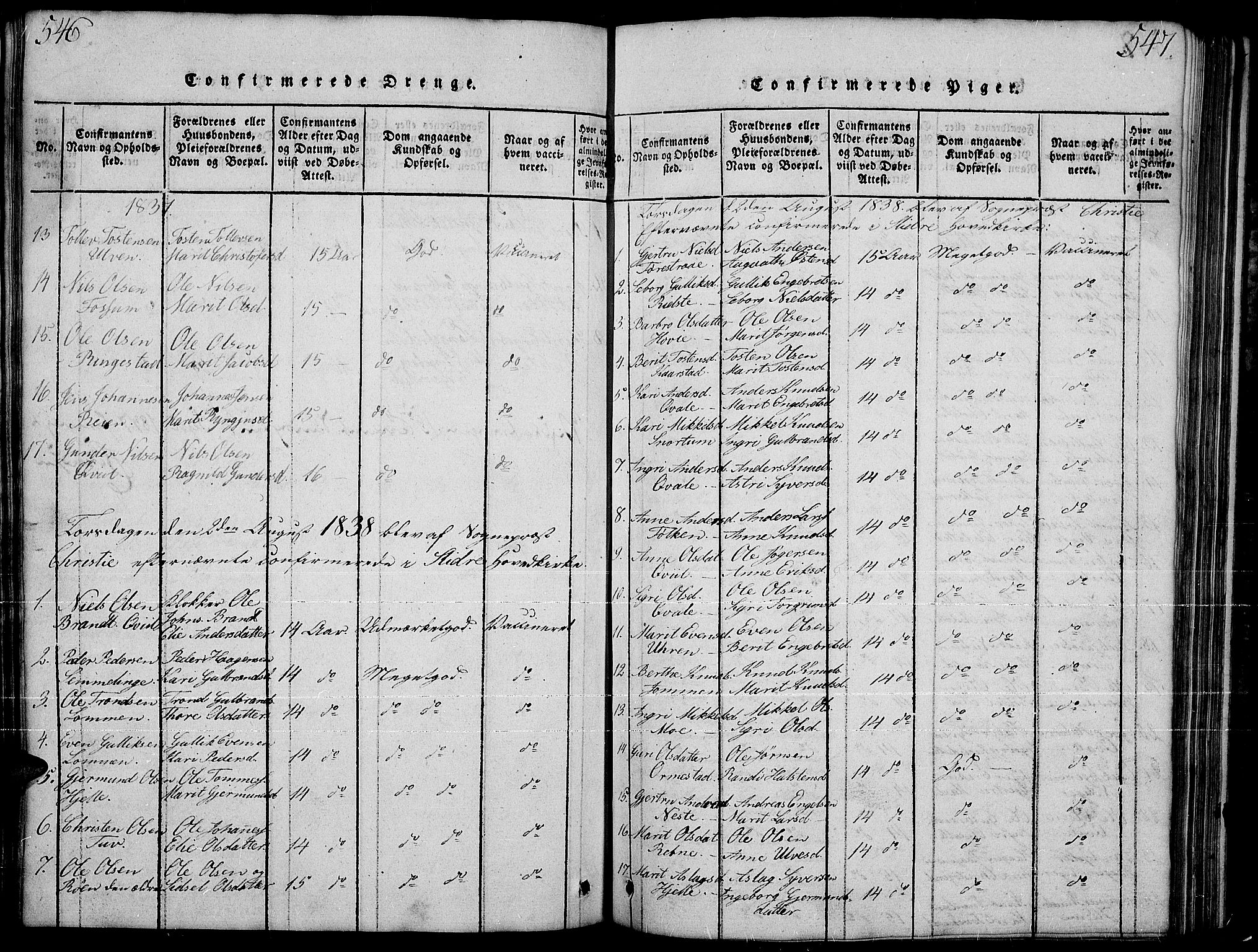 Slidre prestekontor, SAH/PREST-134/H/Ha/Hab/L0001: Parish register (copy) no. 1, 1814-1838, p. 546-547