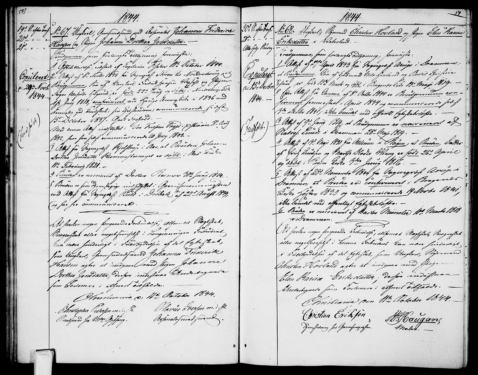 Garnisonsmenigheten Kirkebøker, AV/SAO-A-10846/H/Ha/L0005: Banns register no. I 5, 1844-1856, p. 58-59