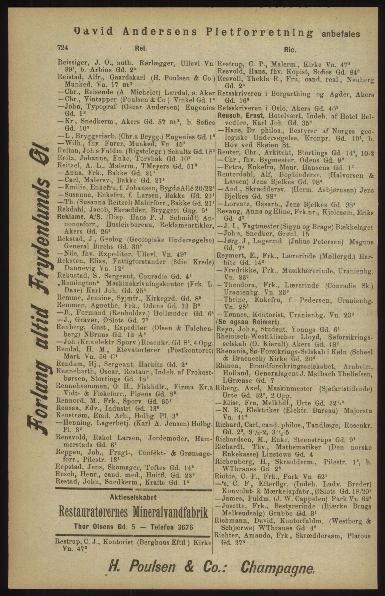 Kristiania/Oslo adressebok, PUBL/-, 1904, p. 724