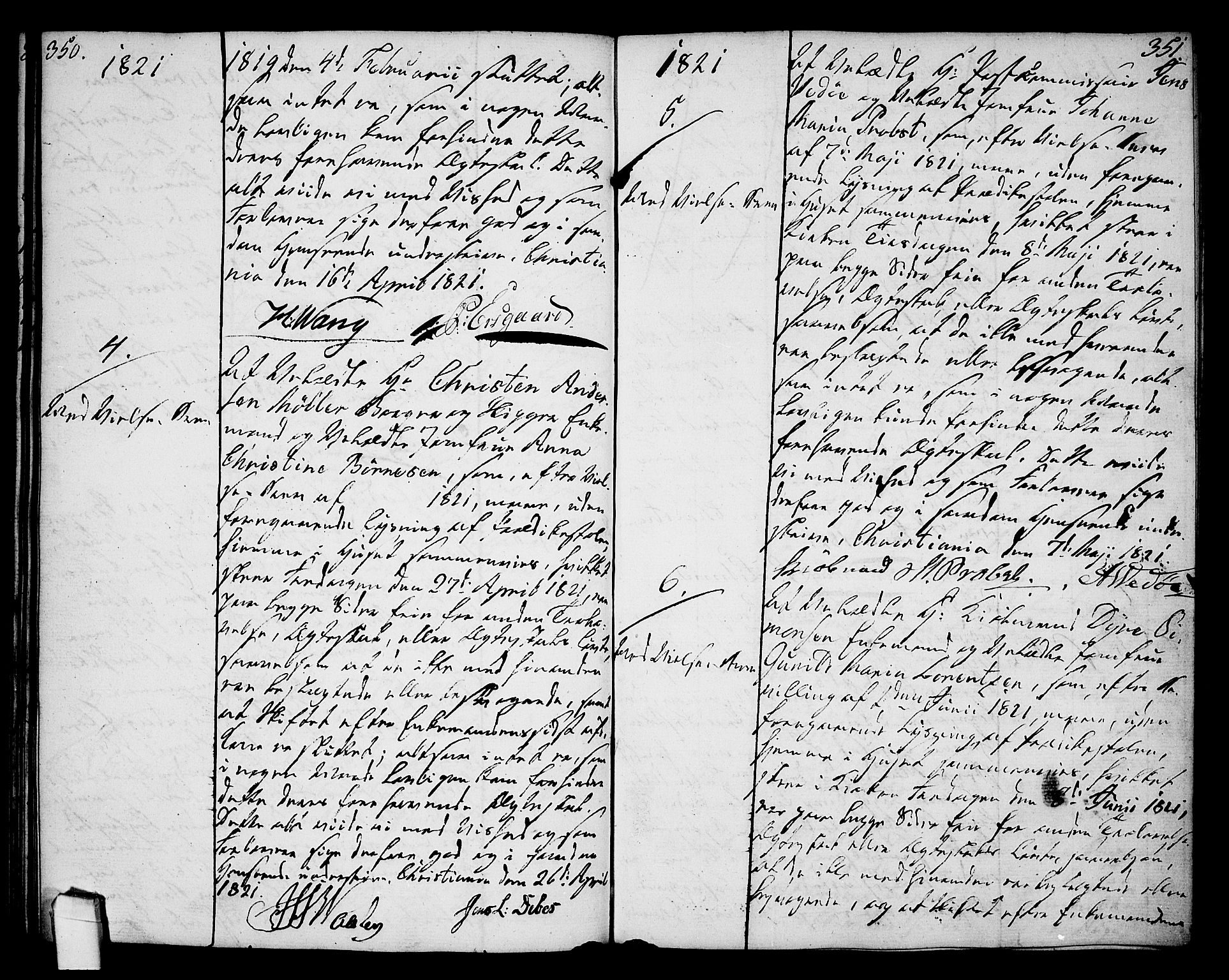 Oslo domkirke Kirkebøker, AV/SAO-A-10752/L/La/L0011: Best man's statements no. 11, 1807-1819, p. 350-351
