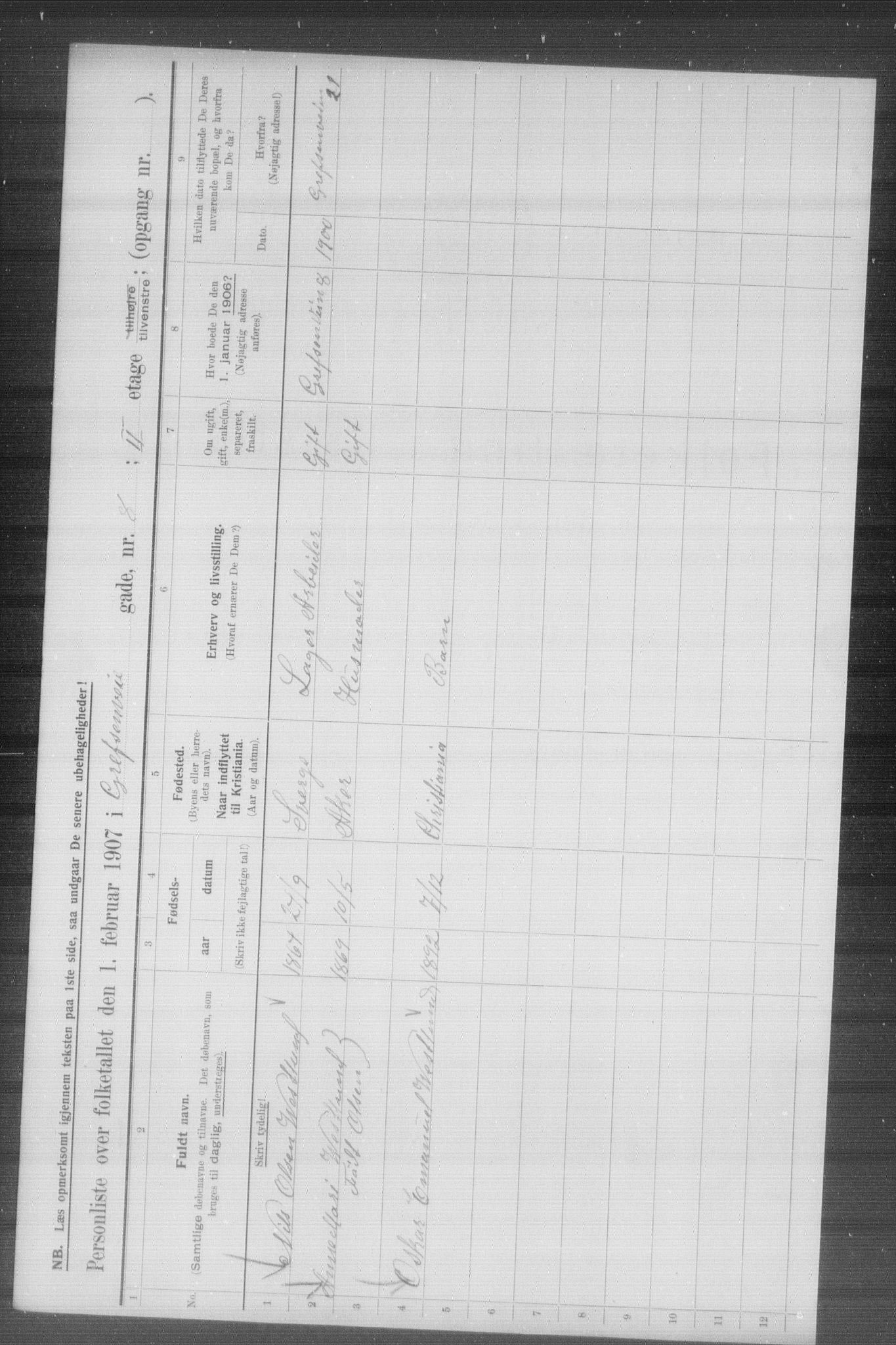 OBA, Municipal Census 1907 for Kristiania, 1907, p. 14989