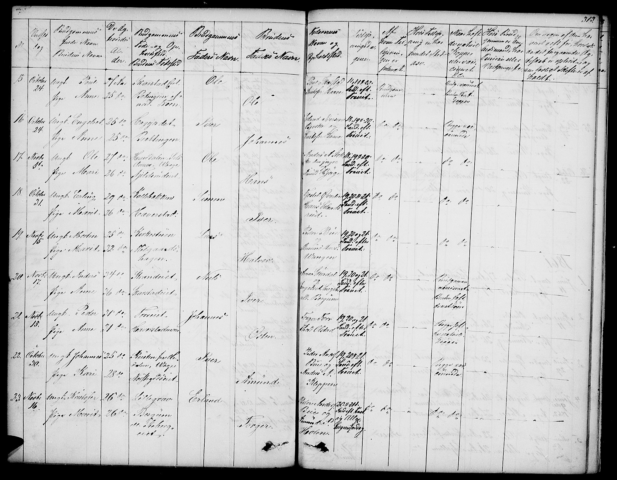 Sør-Fron prestekontor, SAH/PREST-010/H/Ha/Hab/L0001: Parish register (copy) no. 1, 1844-1863, p. 313