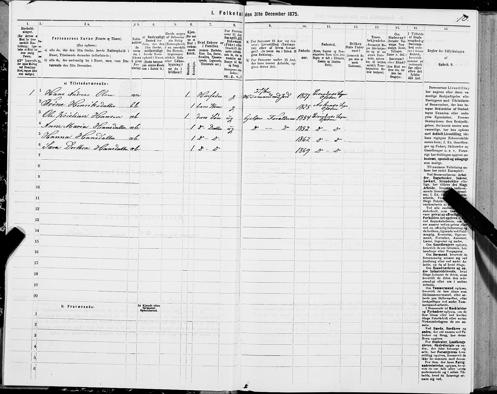 SAT, 1875 census for 1853P Ofoten, 1875, p. 1010