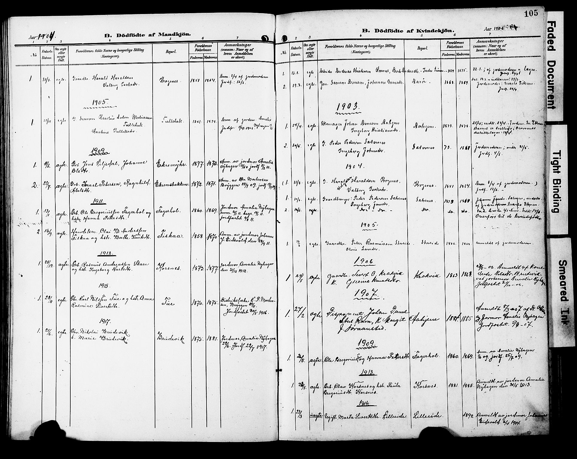 Ministerialprotokoller, klokkerbøker og fødselsregistre - Møre og Romsdal, SAT/A-1454/501/L0018: Parish register (copy) no. 501C04, 1902-1930, p. 105