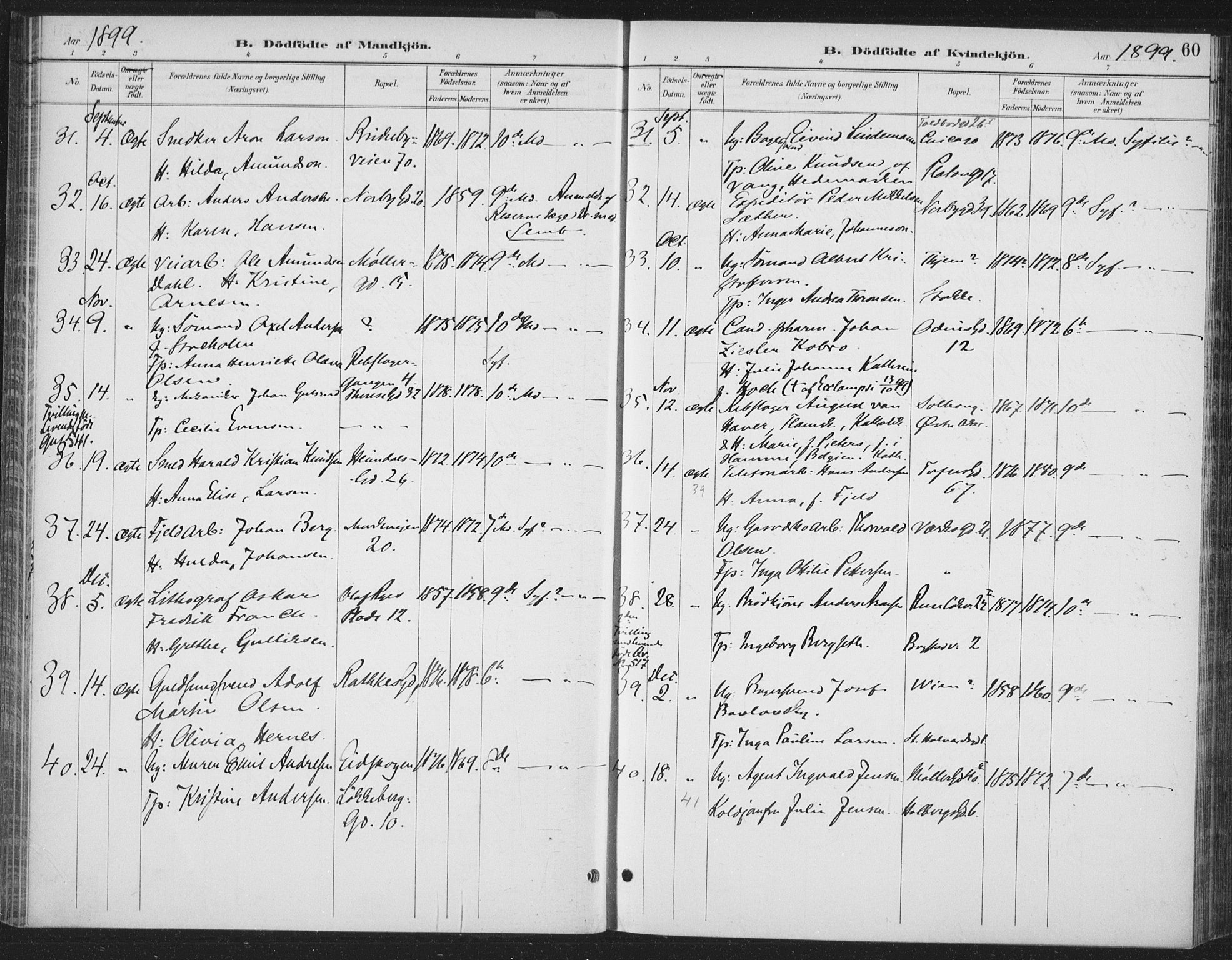 Rikshospitalet prestekontor Kirkebøker, AV/SAO-A-10309b/F/L0010: Parish register (official) no. 10, 1888-1912, p. 60