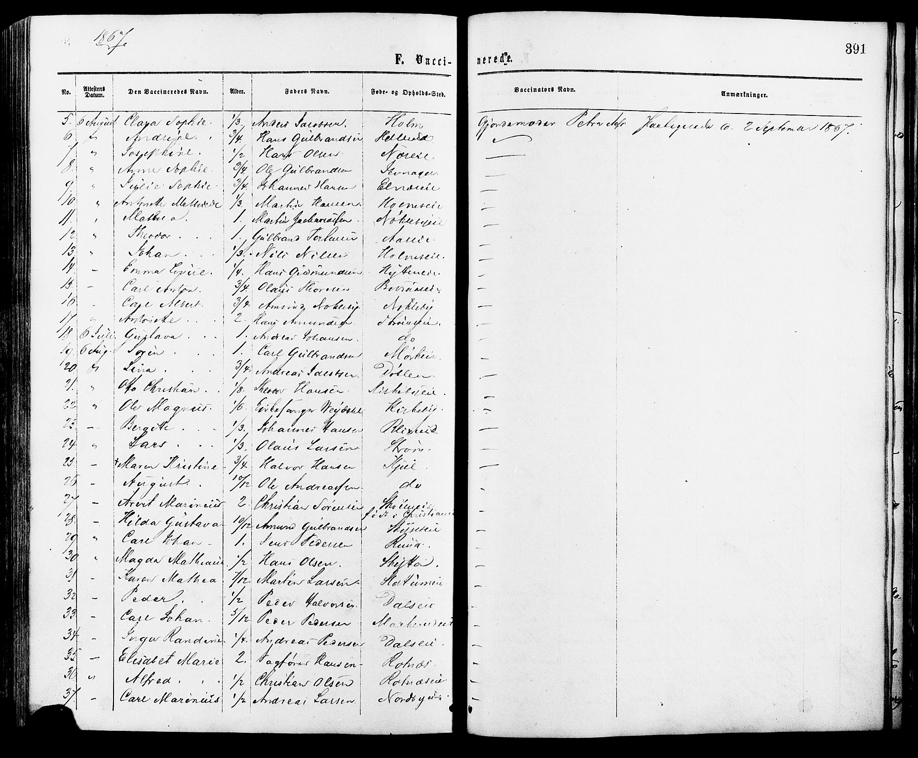 Nittedal prestekontor Kirkebøker, AV/SAO-A-10365a/F/Fa/L0006: Parish register (official) no. I 6, 1863-1878, p. 391