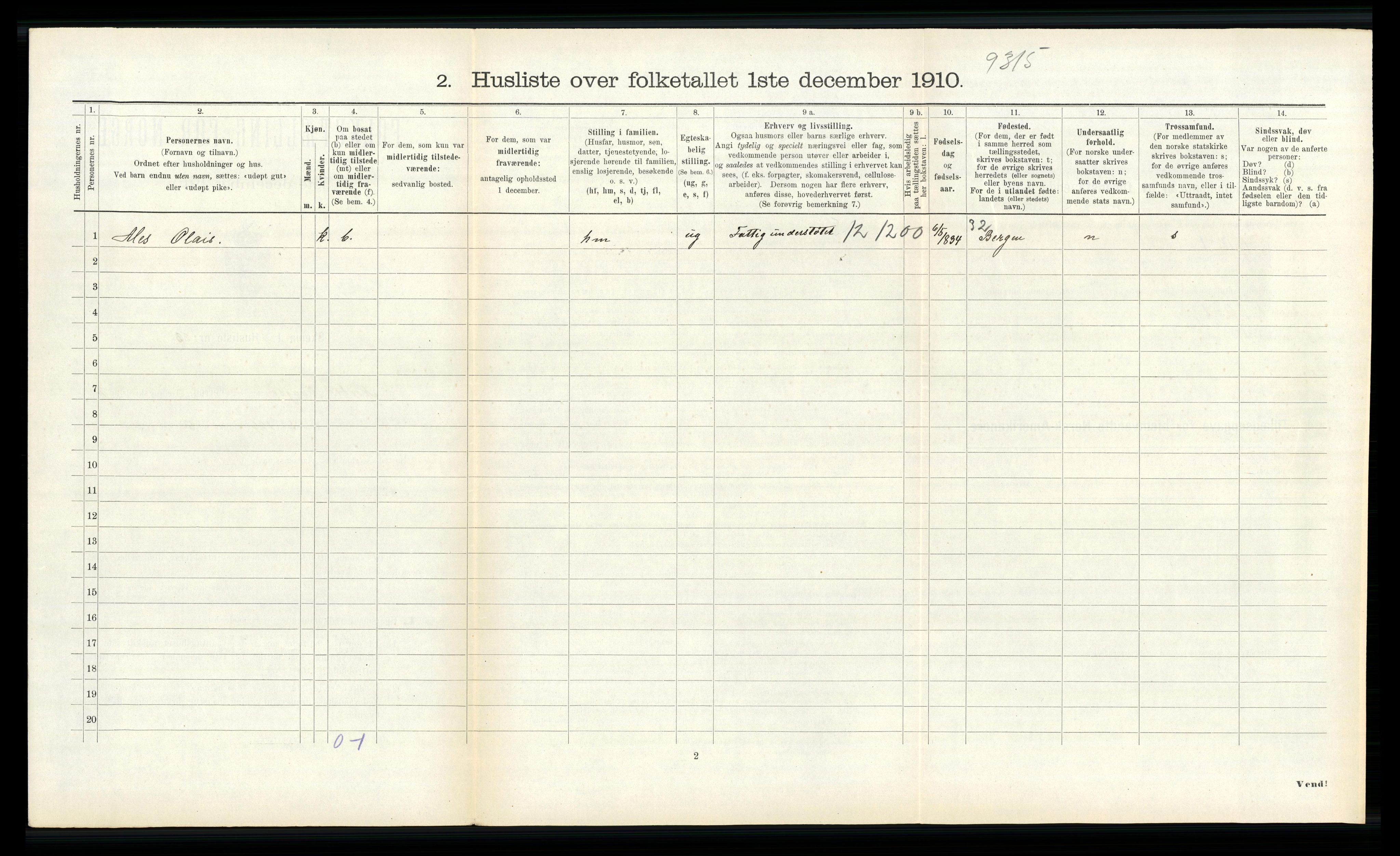 RA, 1910 census for Nord-Vågsøy, 1910, p. 128